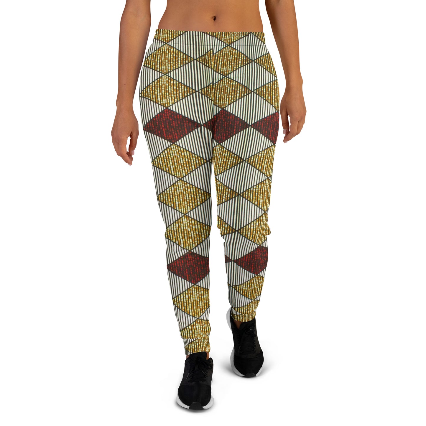 Burgundy Gold Diamond Ankara Women's Joggers