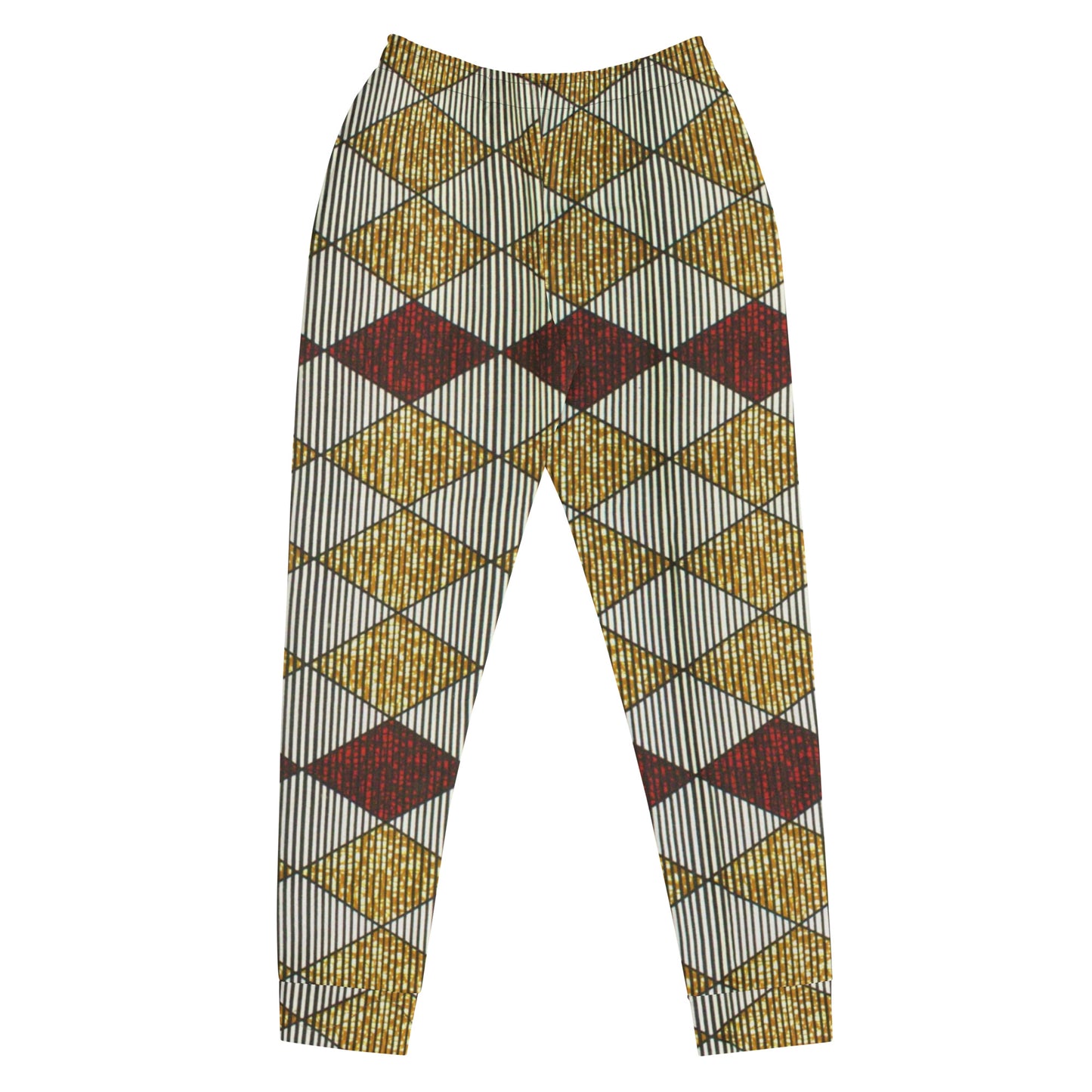 Burgundy Gold Diamond Ankara Women's Joggers