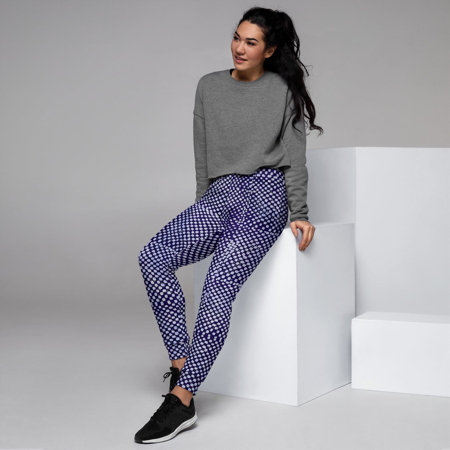 Purple And White Polka Dots Adire Women's Joggers