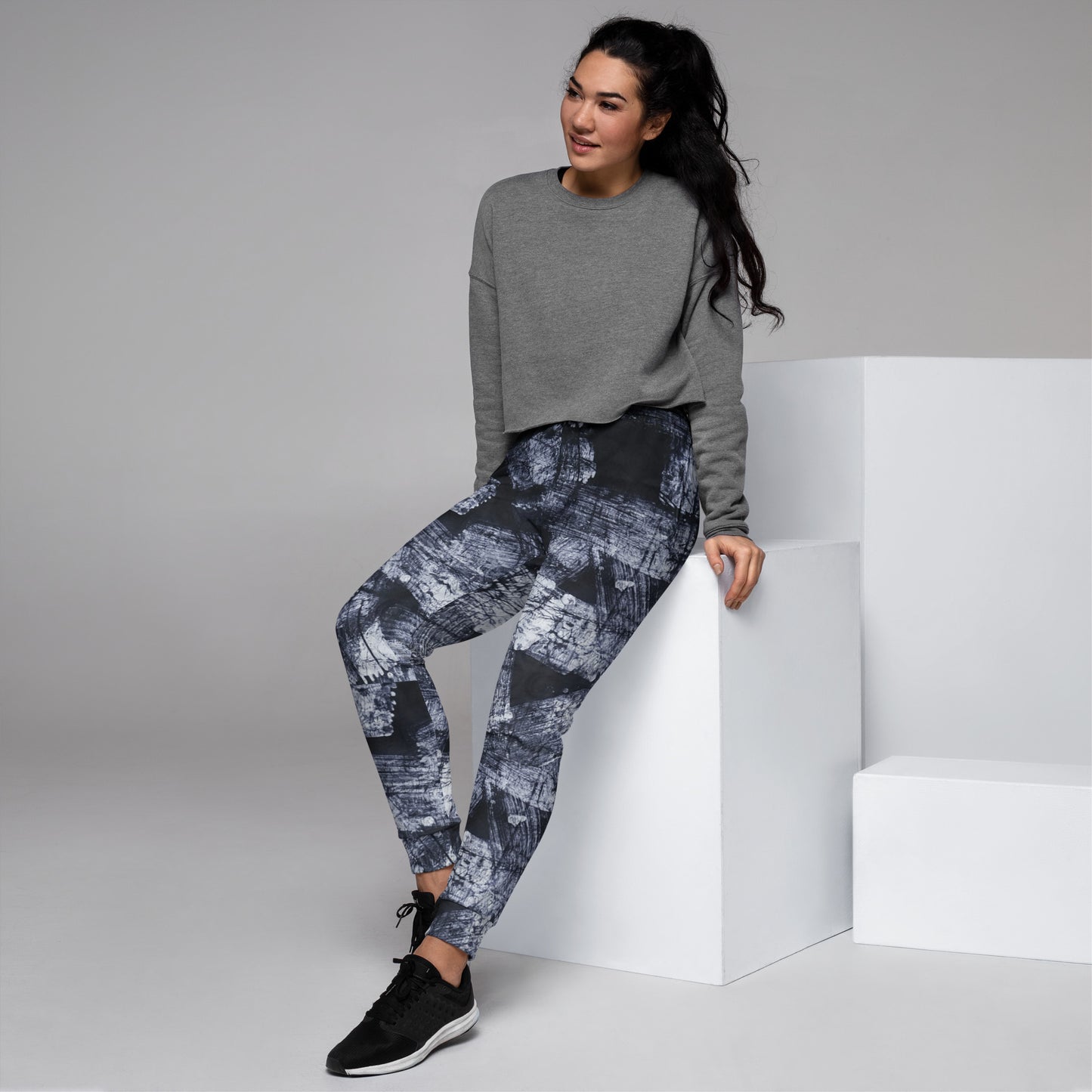 Dark Blue And White Adire Women's Joggers