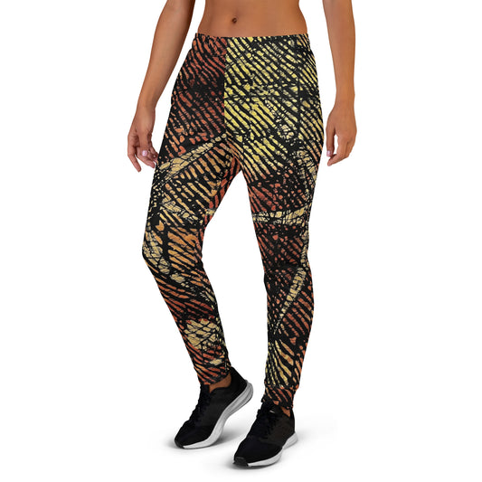 Yellow Orange Stripes Aztec Ankara Women's Joggers