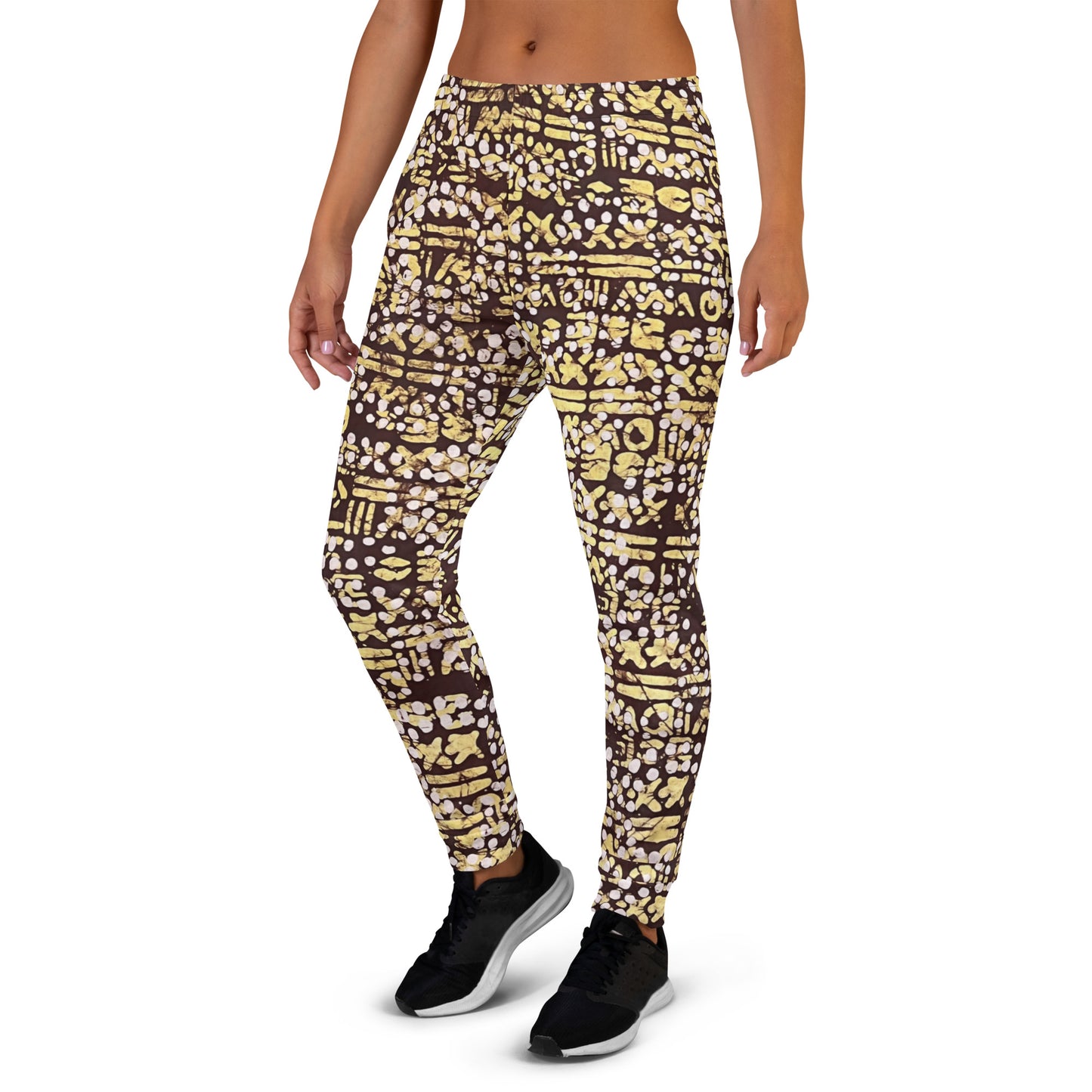 Yellow Brown Noughts And Crosses Adire Women's Joggers