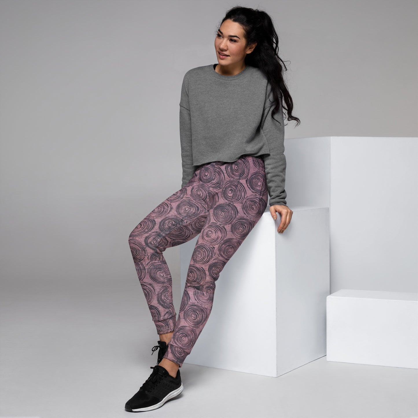 Pink And Black Swirl Adire Women's Joggers