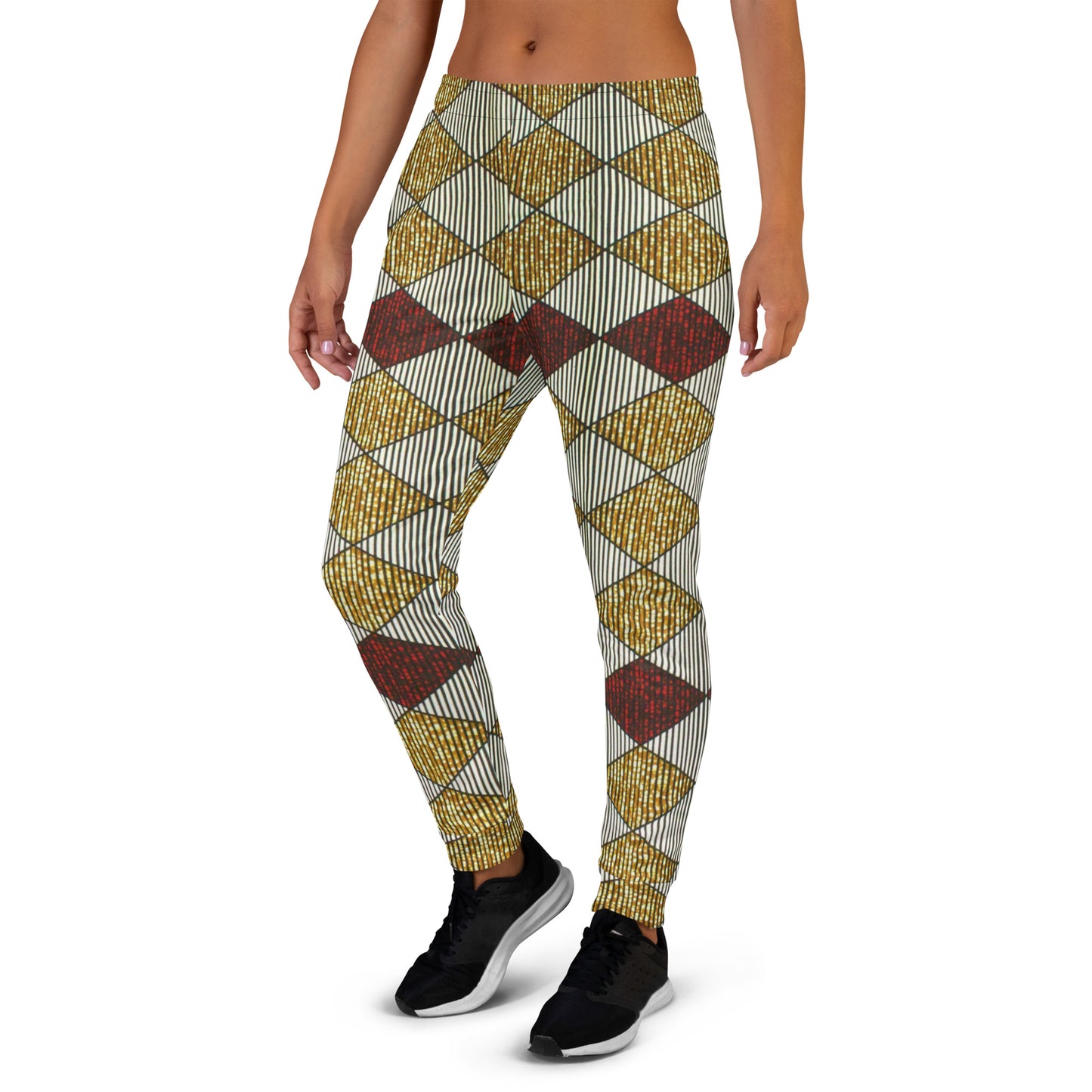 Burgundy Gold Diamond Ankara Women's Joggers