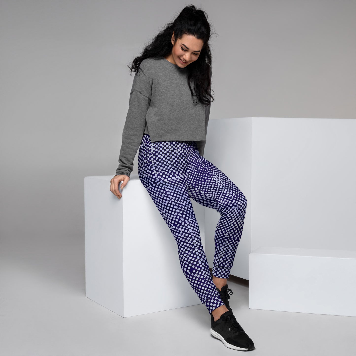 Purple And White Polka Dots Adire Women's Joggers