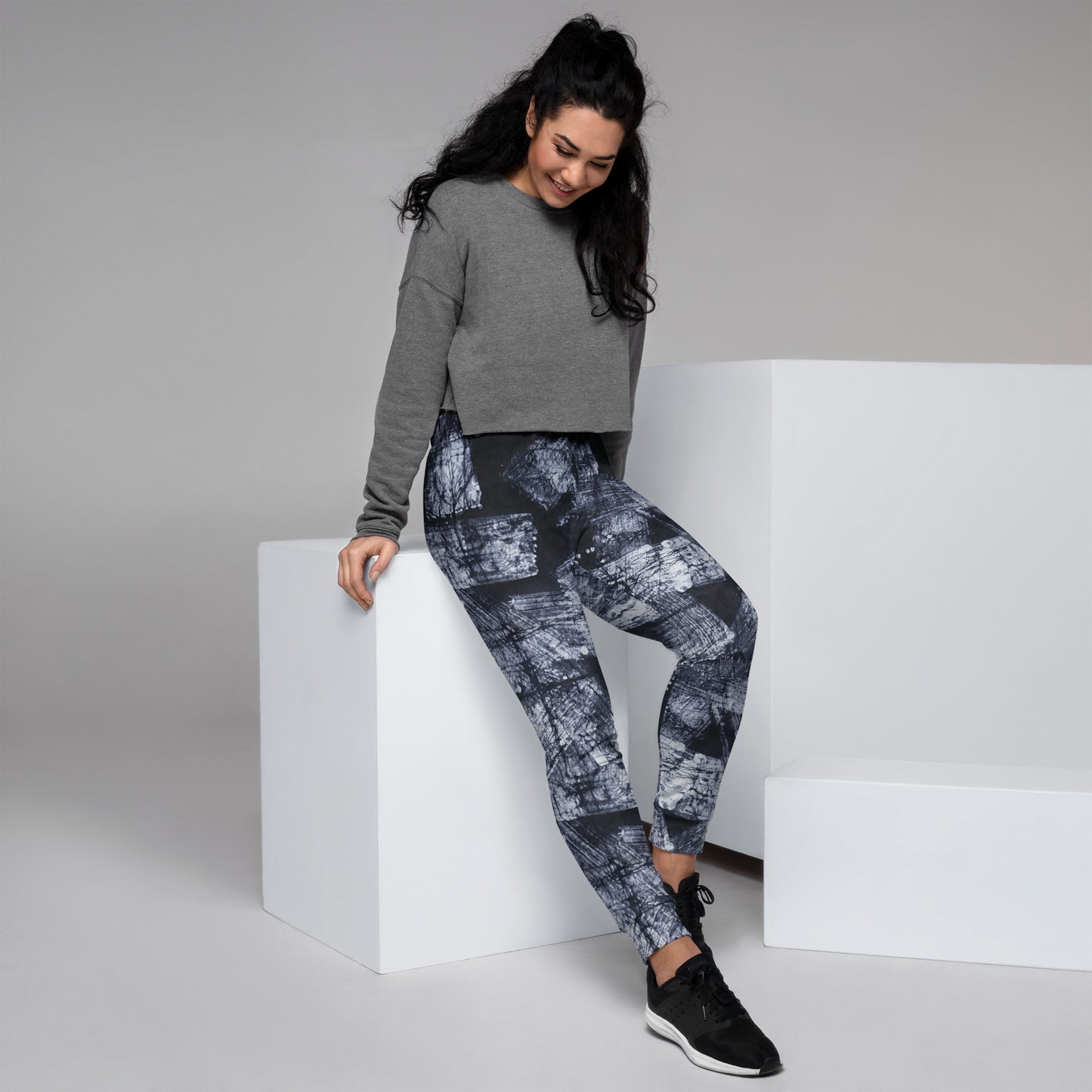 Dark Blue And White Adire Women's Joggers