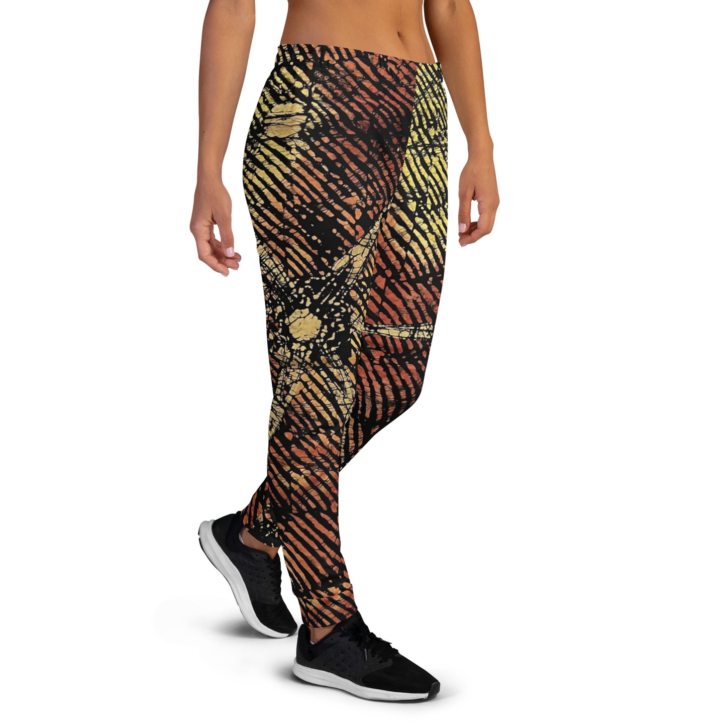 Yellow Orange Stripes Aztec Ankara Women's Joggers