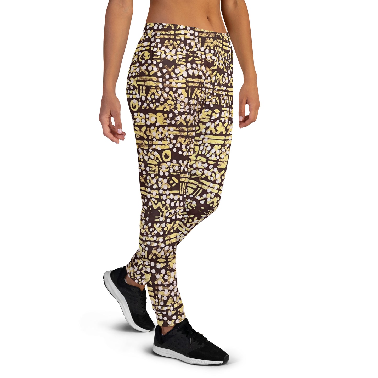 Yellow Brown Noughts And Crosses Adire Women's Joggers