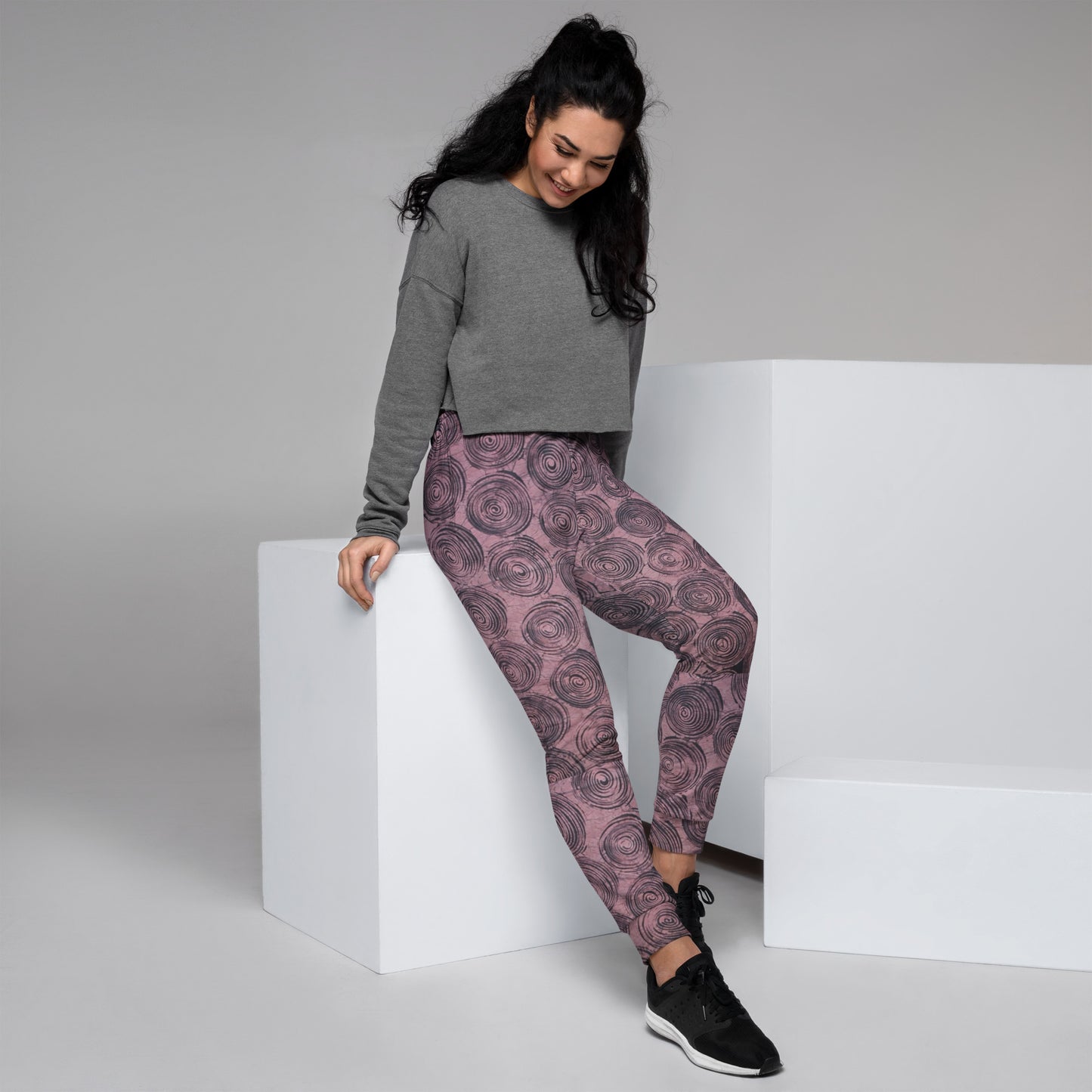 Pink And Black Swirl Adire Women's Joggers