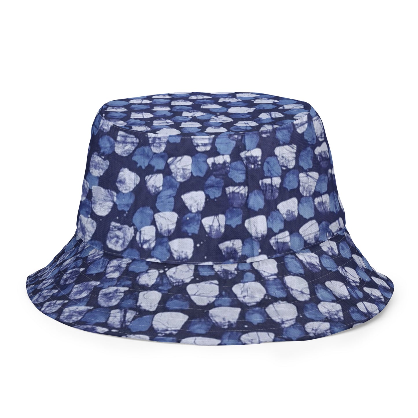 Blue Marble Dotted Adire Reversible Bucket Hat