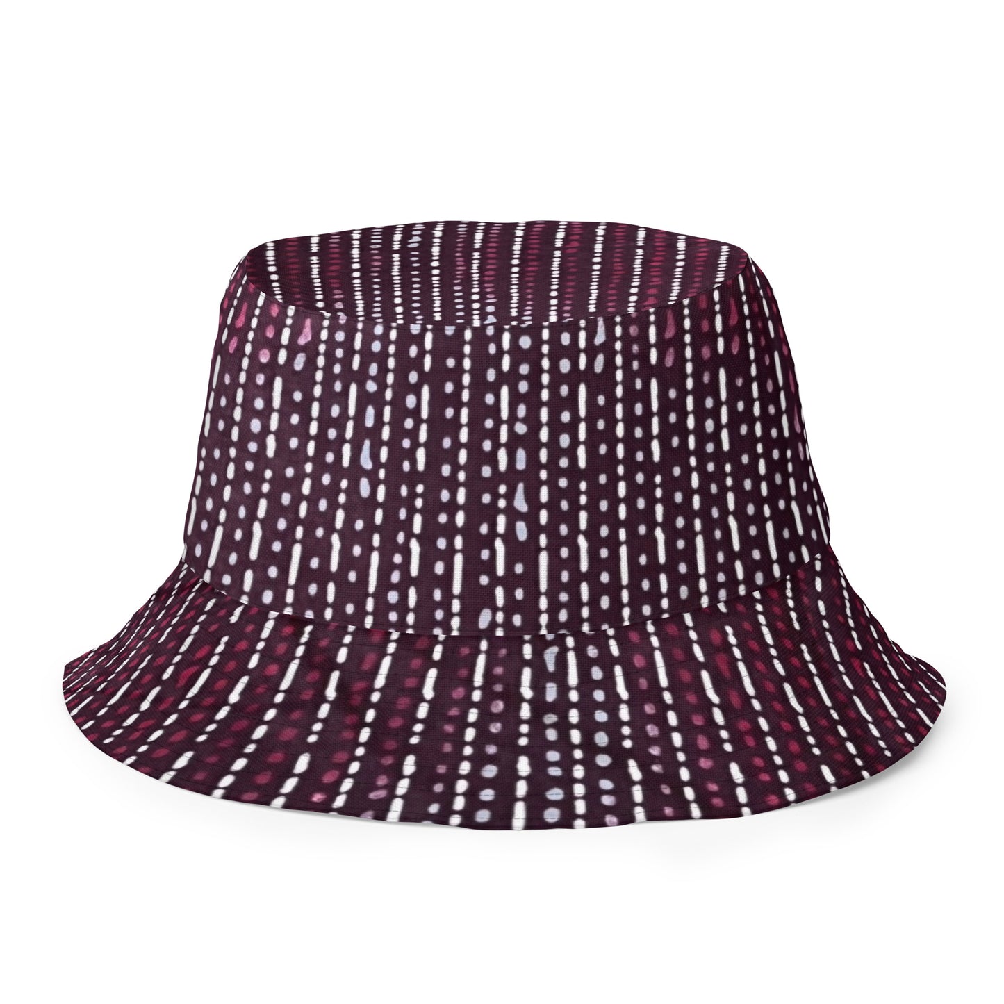 Grey & Burgundy Stripe Bucket Hat