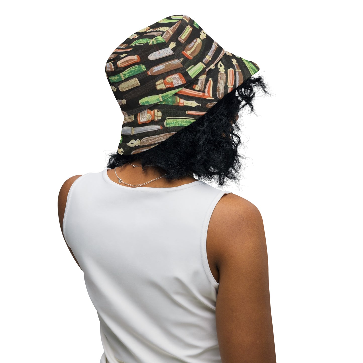 Brown Green Print Bucket Hat