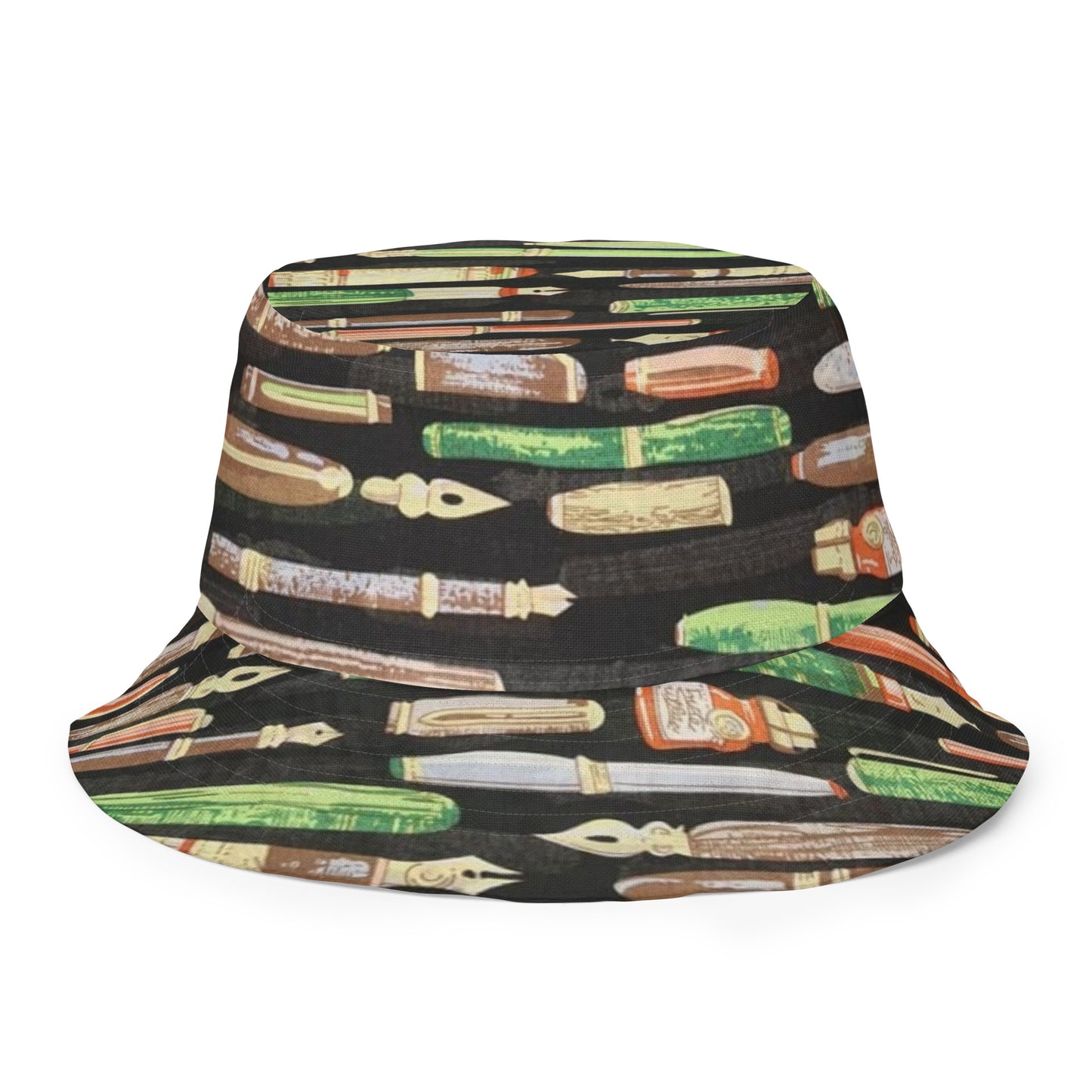 Brown Green Print Bucket Hat