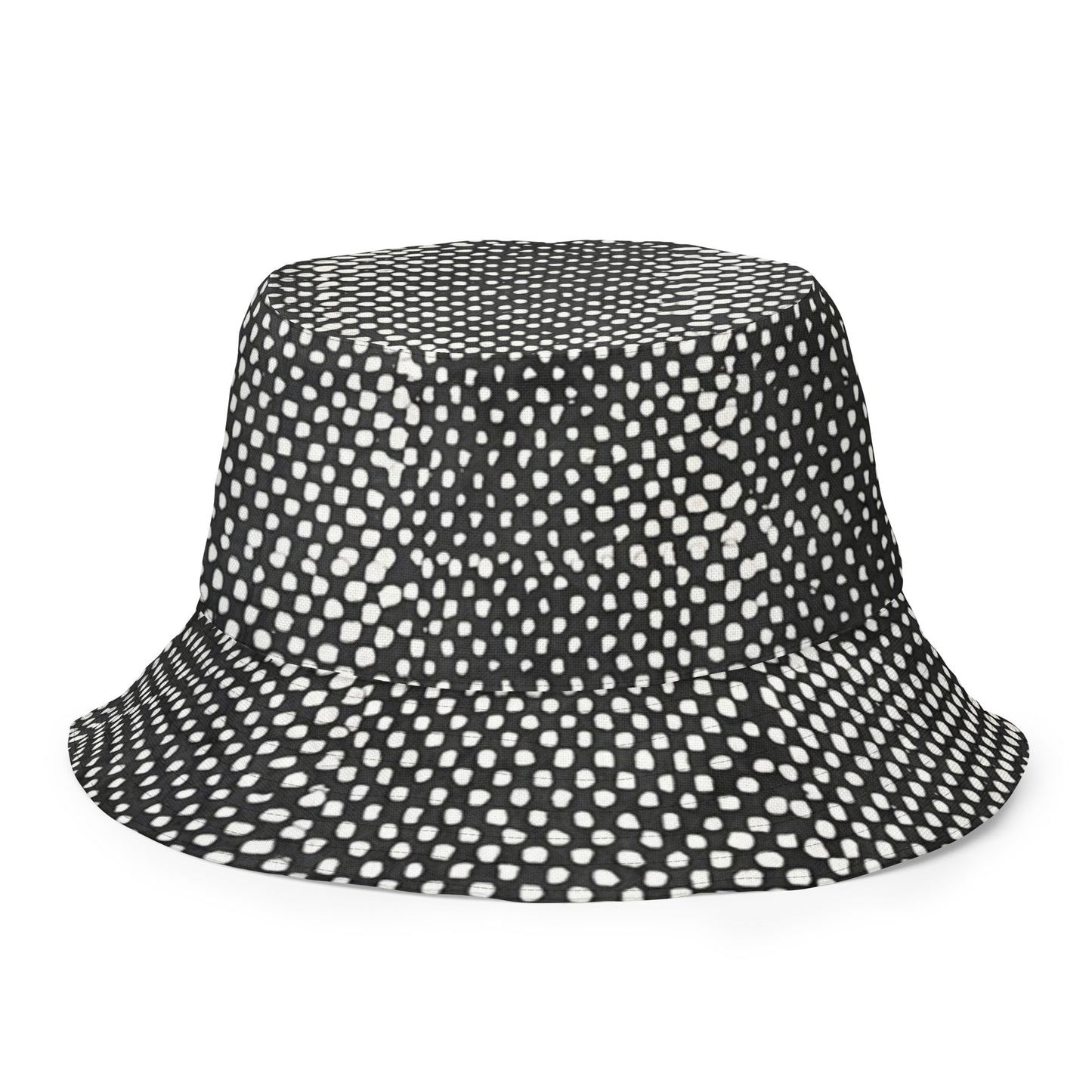 Black White Purple Polka Dot Adire Reversible Bucket Hat