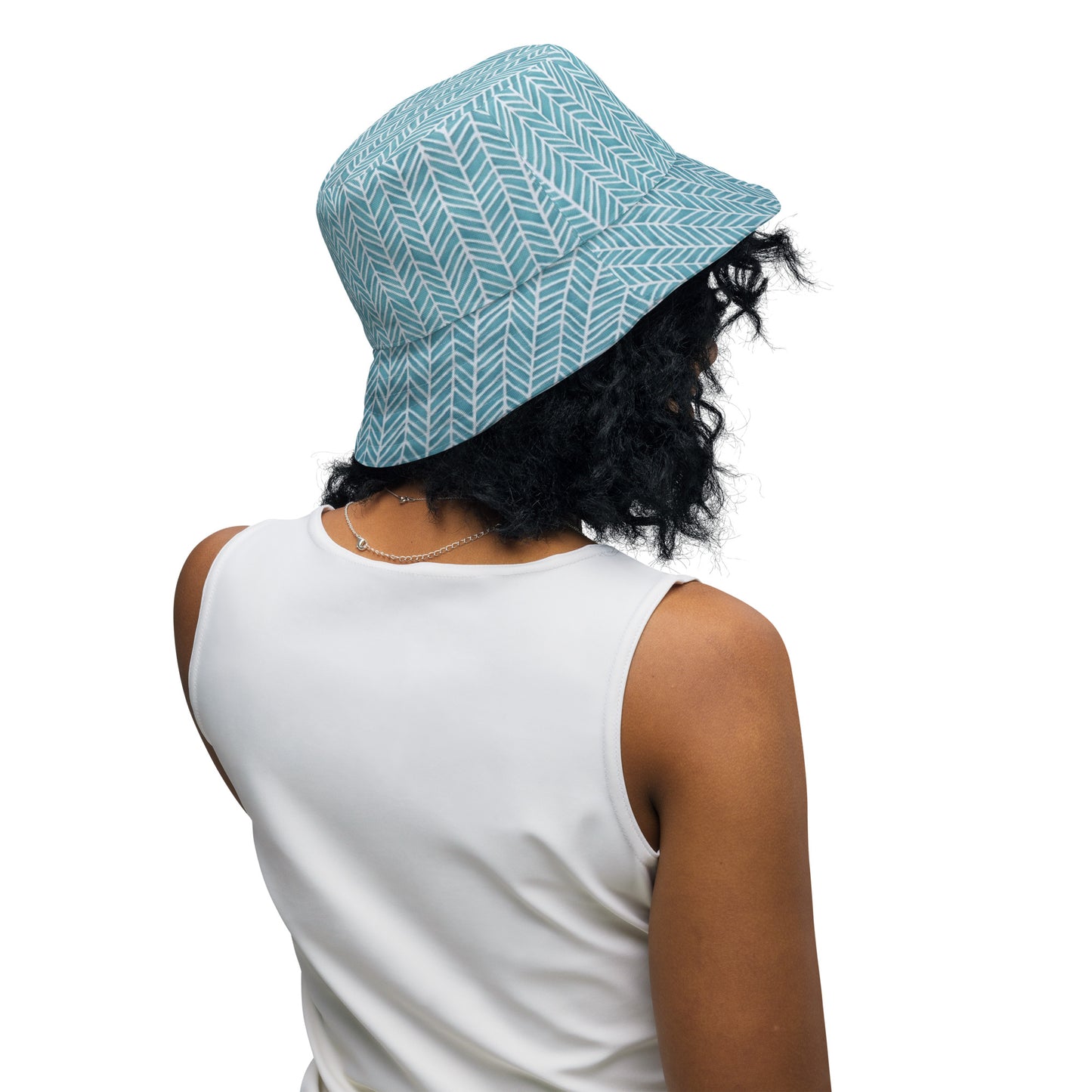 Zebra Aqua Chevron Reversible Bucket Hat