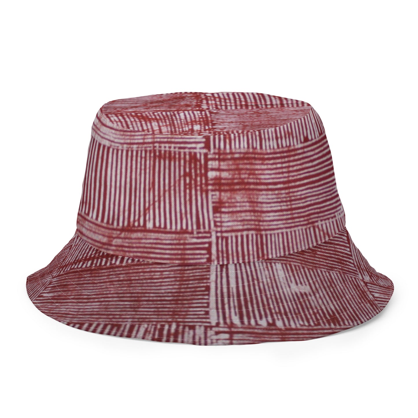 Red White Blue Stripe Adire Reversible Bucket Hat