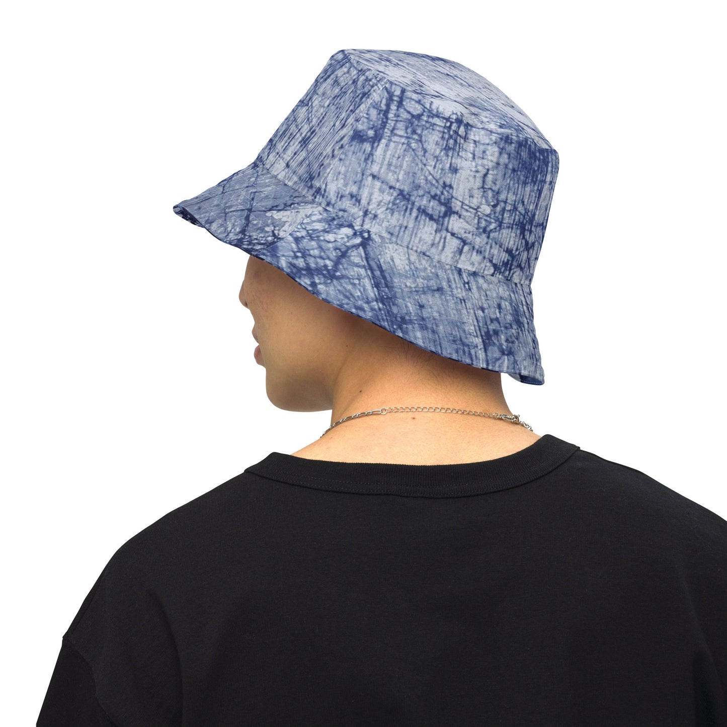 Blue Marble Dotted Adire Reversible Bucket Hat