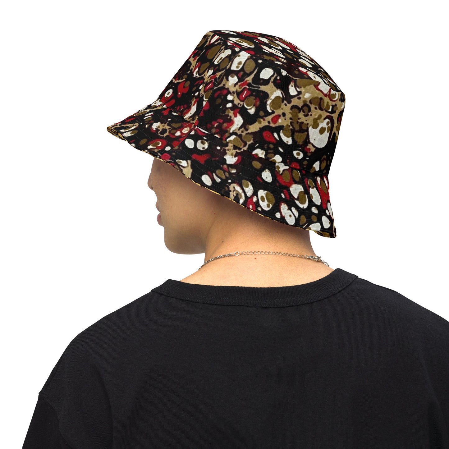 Red & Yellow Abstract Adire Bucket Hat