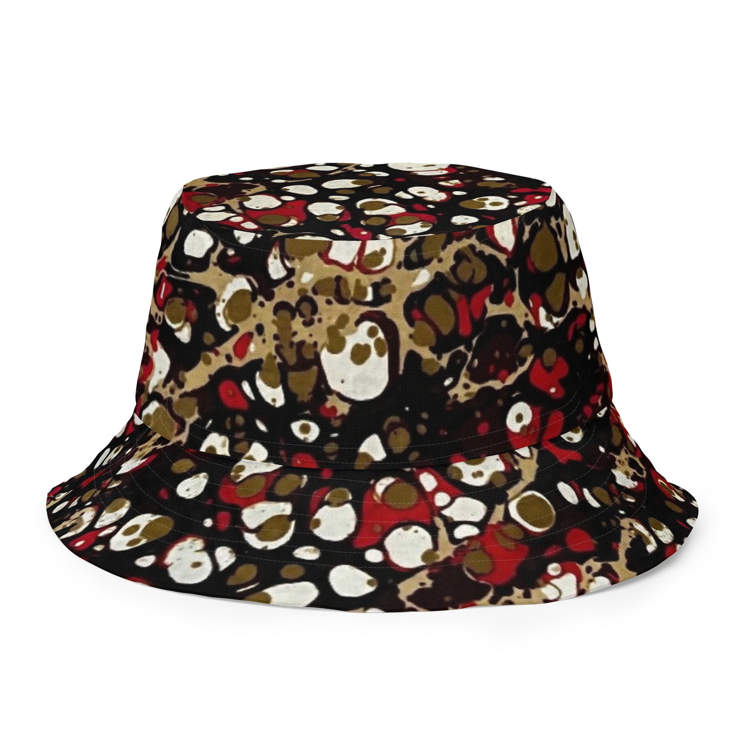 Red & Yellow Abstract Adire Bucket Hat