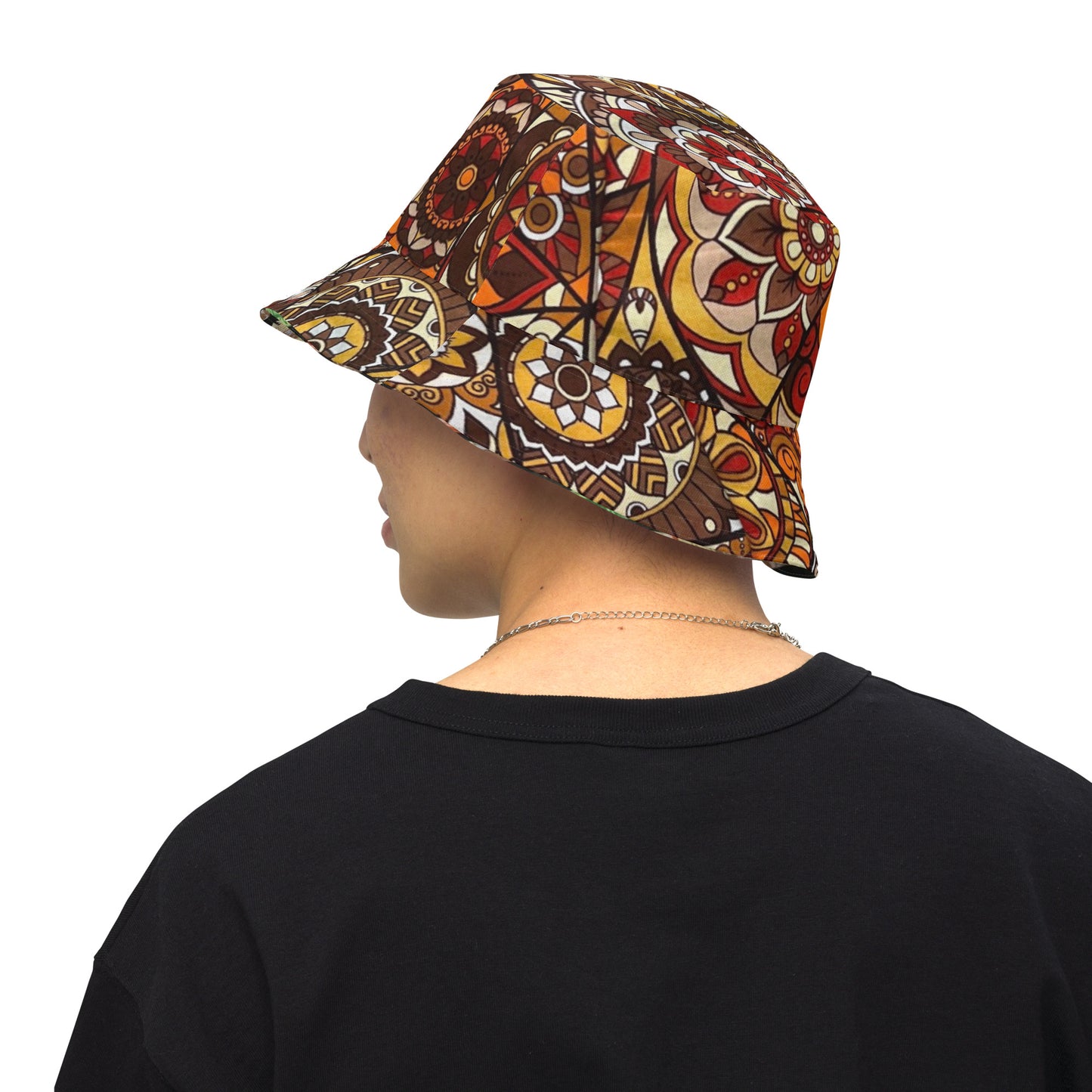 Brown Green Print Bucket Hat