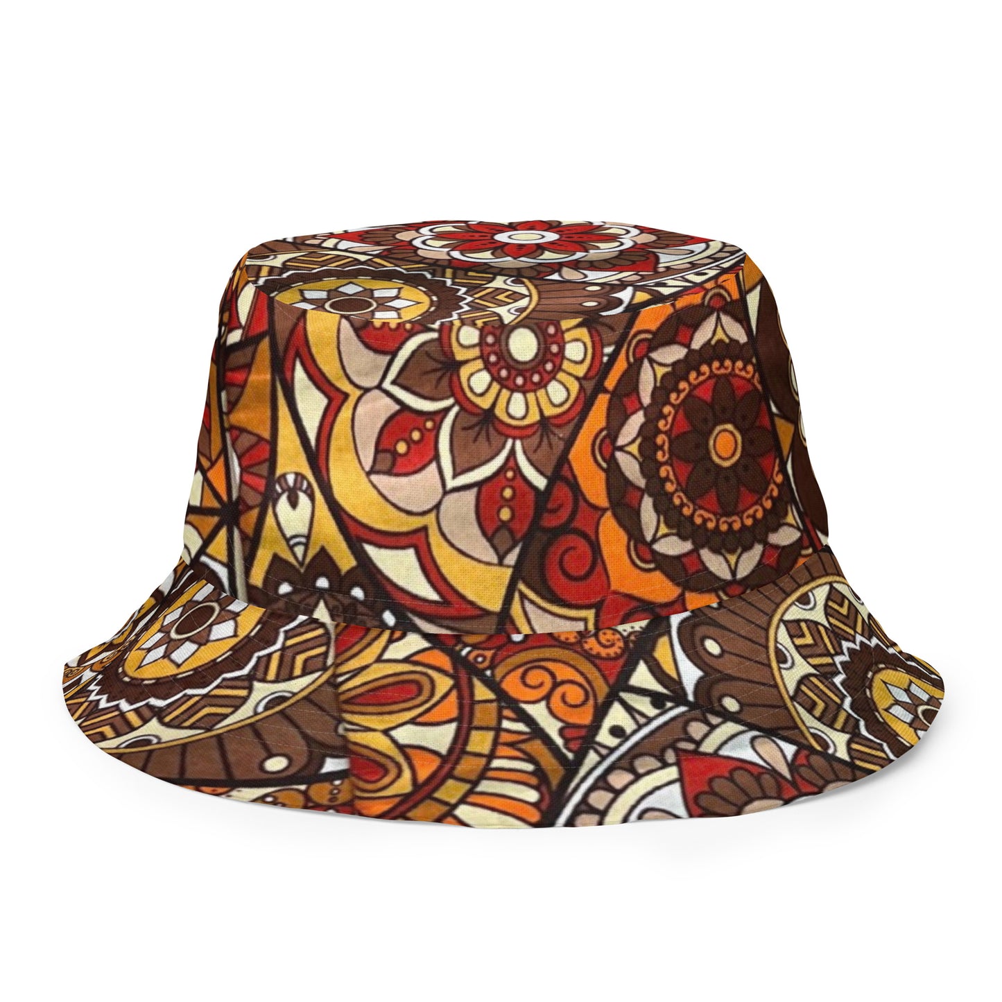 Brown Green Print Bucket Hat