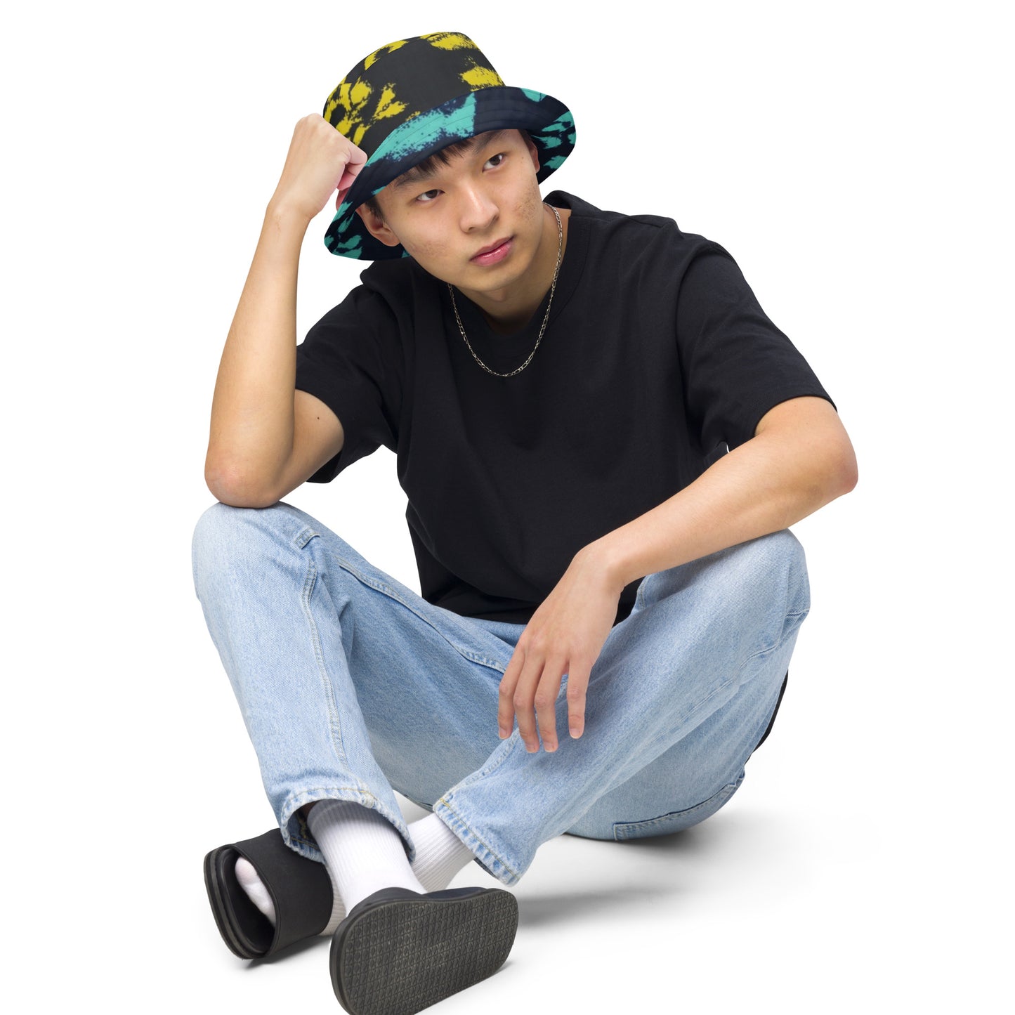 Yellow & Turquoise Tie-Dye Adire Bucket Hat