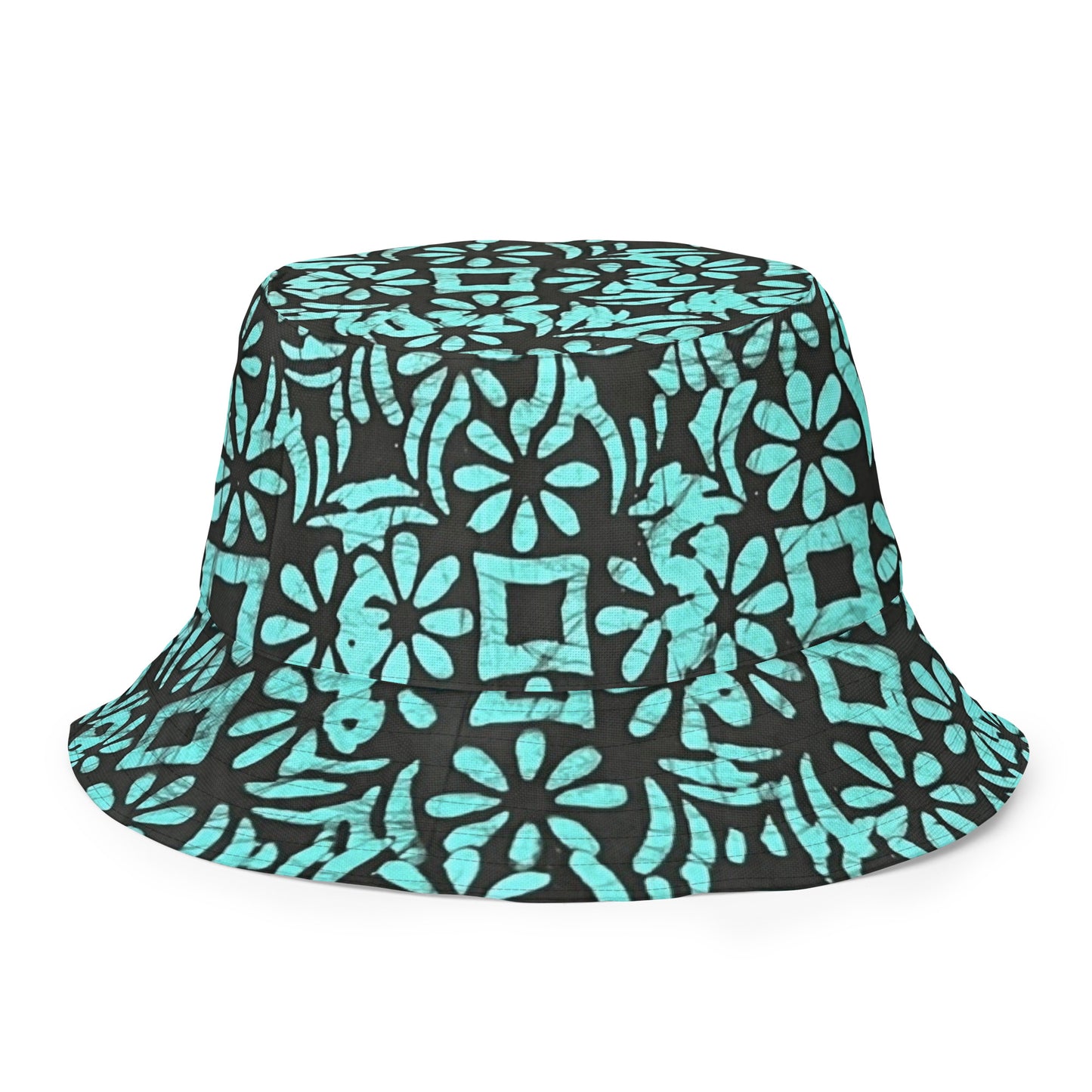 Red Green Abstract Adire Reversible Bucket Hat