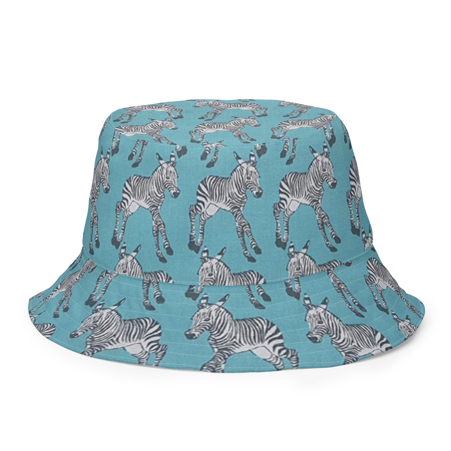 Zebra Aqua Chevron Reversible Bucket Hat