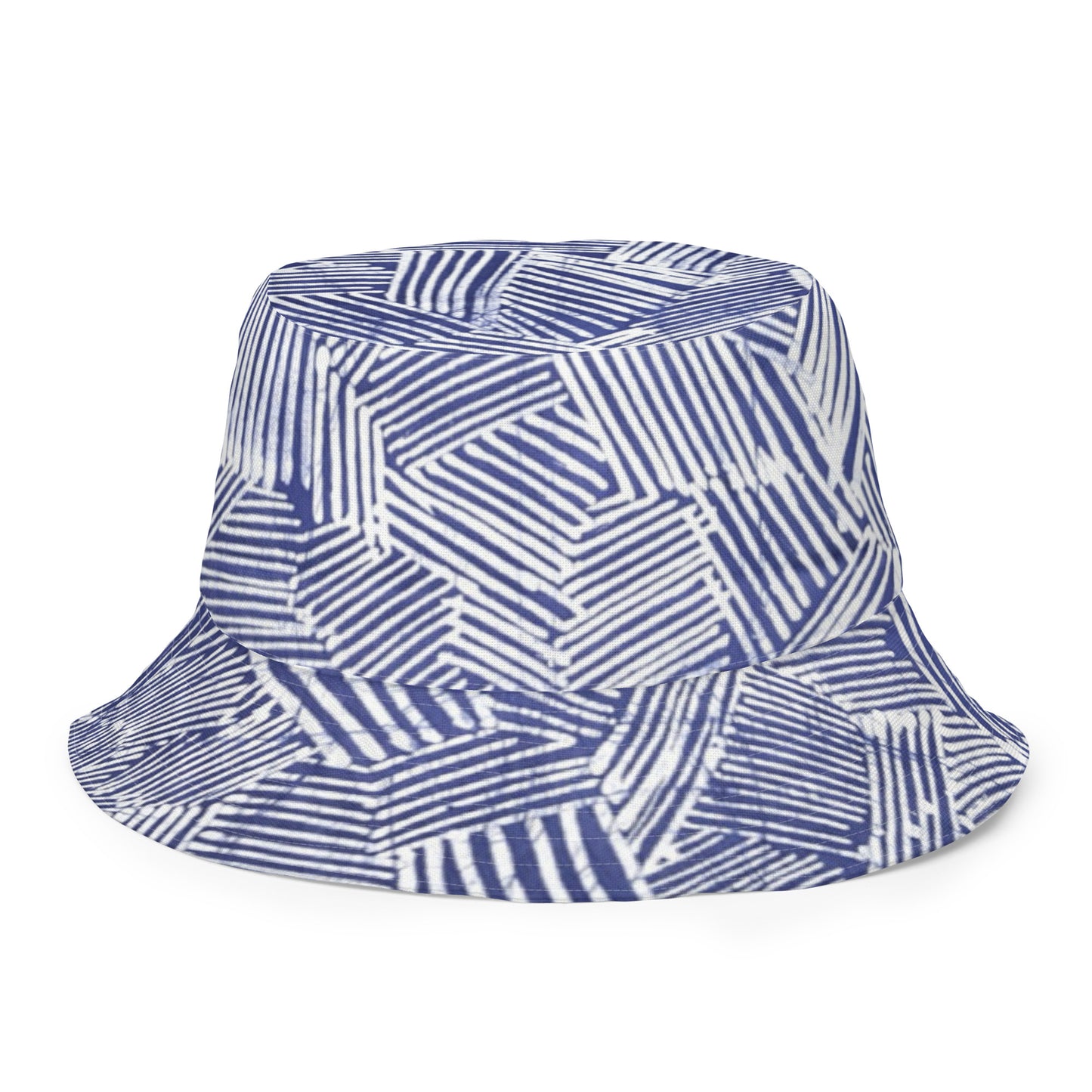 Red White Blue Stripe Adire Reversible Bucket Hat