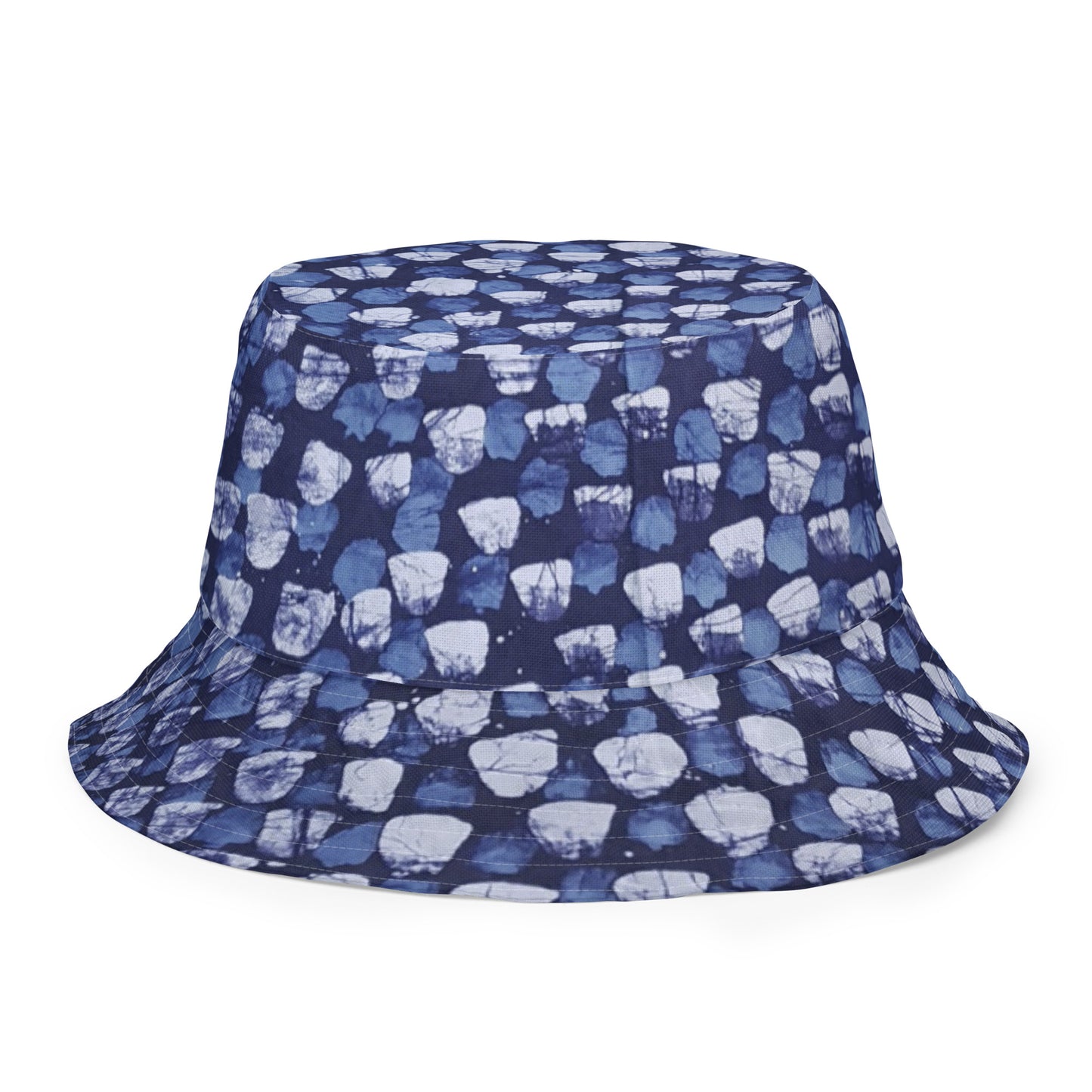 Blue Marble Dotted Adire Reversible Bucket Hat