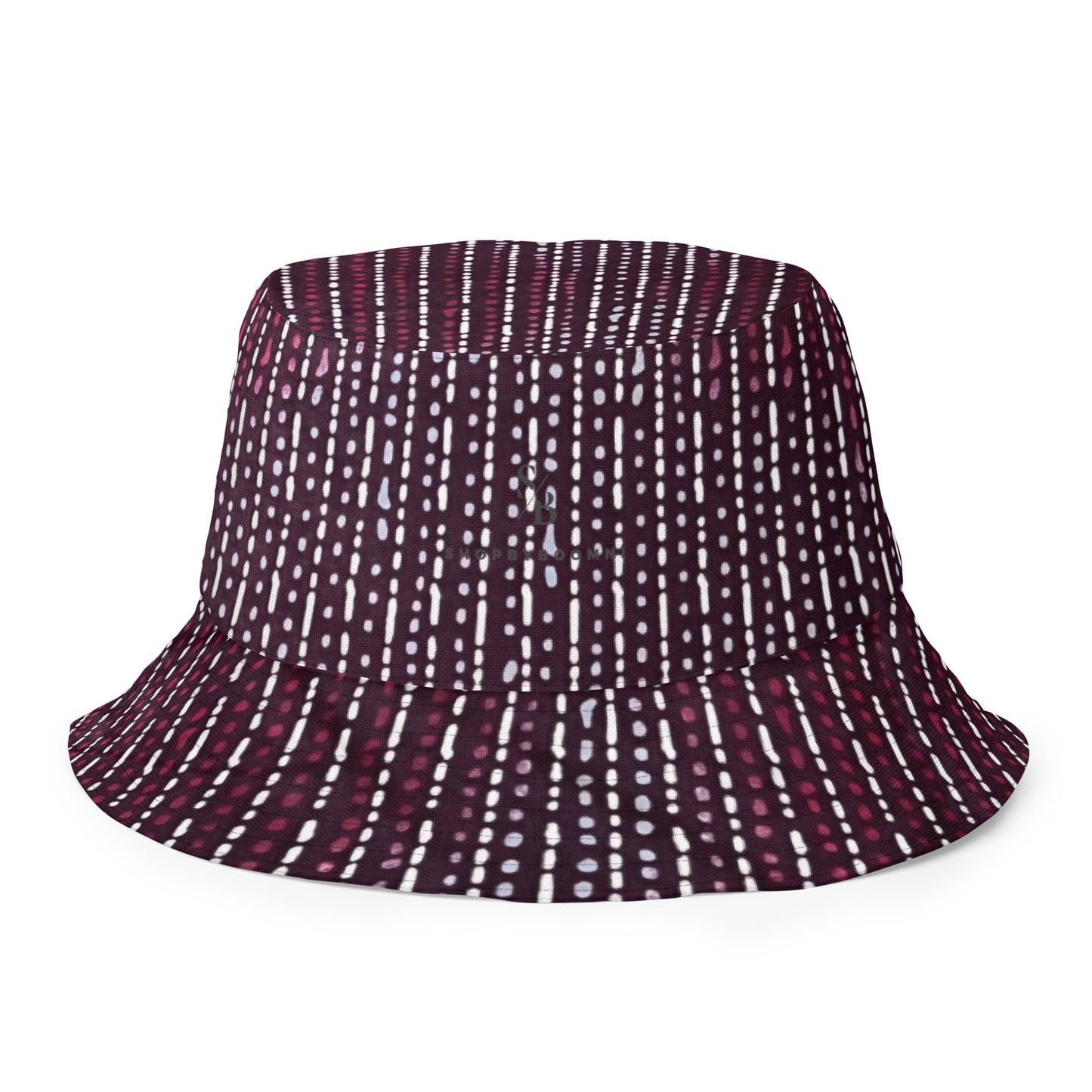 Grey & Burgundy Stripe Bucket Hat