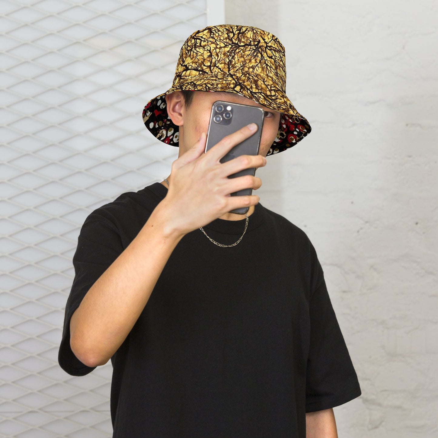 Red & Yellow Abstract Adire Bucket Hat