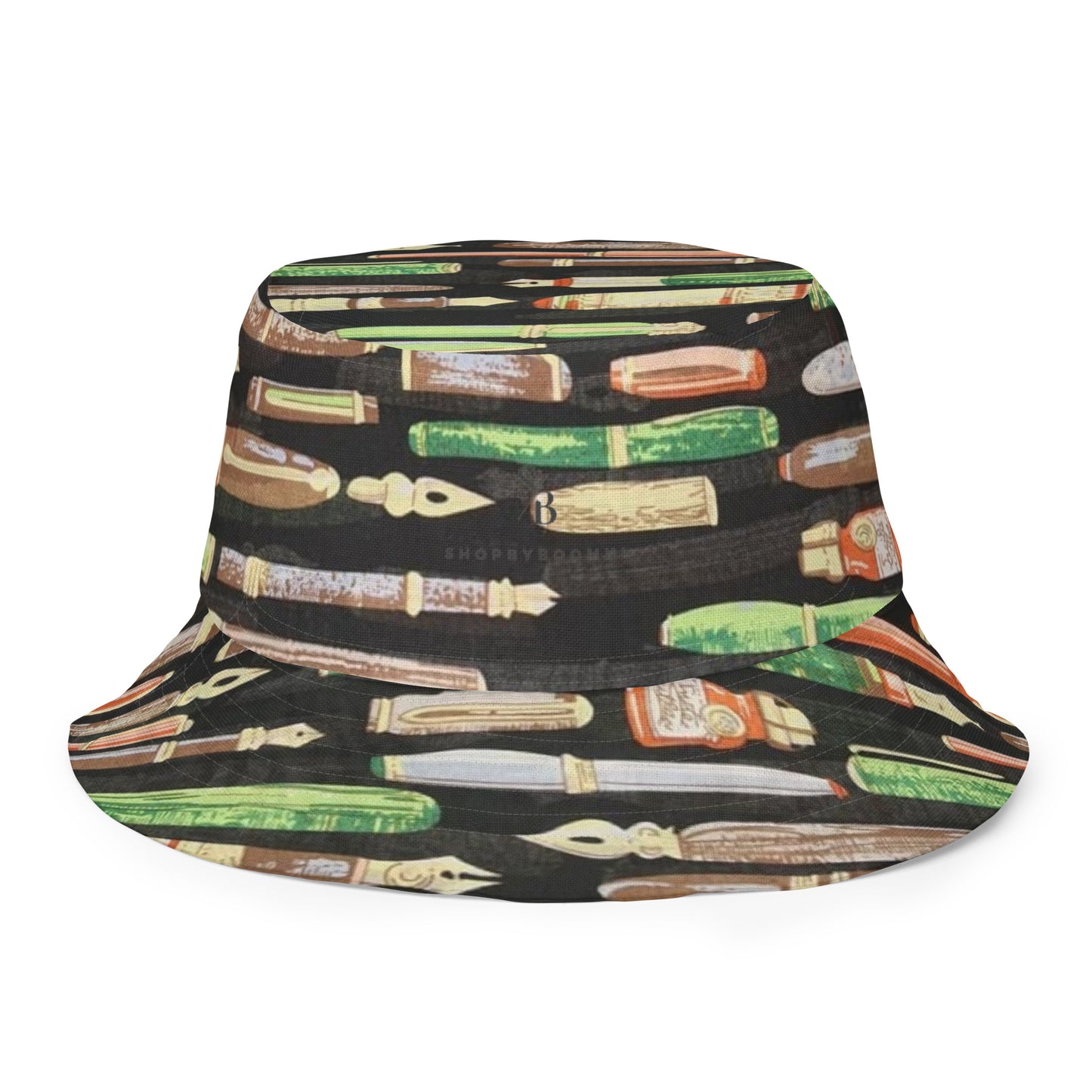 Brown Green Print Bucket Hat