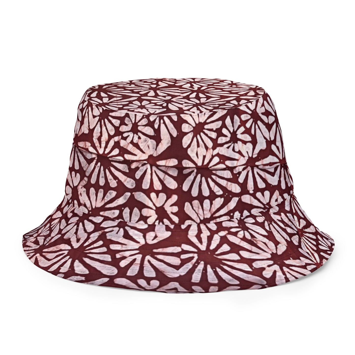 Red Green Abstract Adire Reversible Bucket Hat