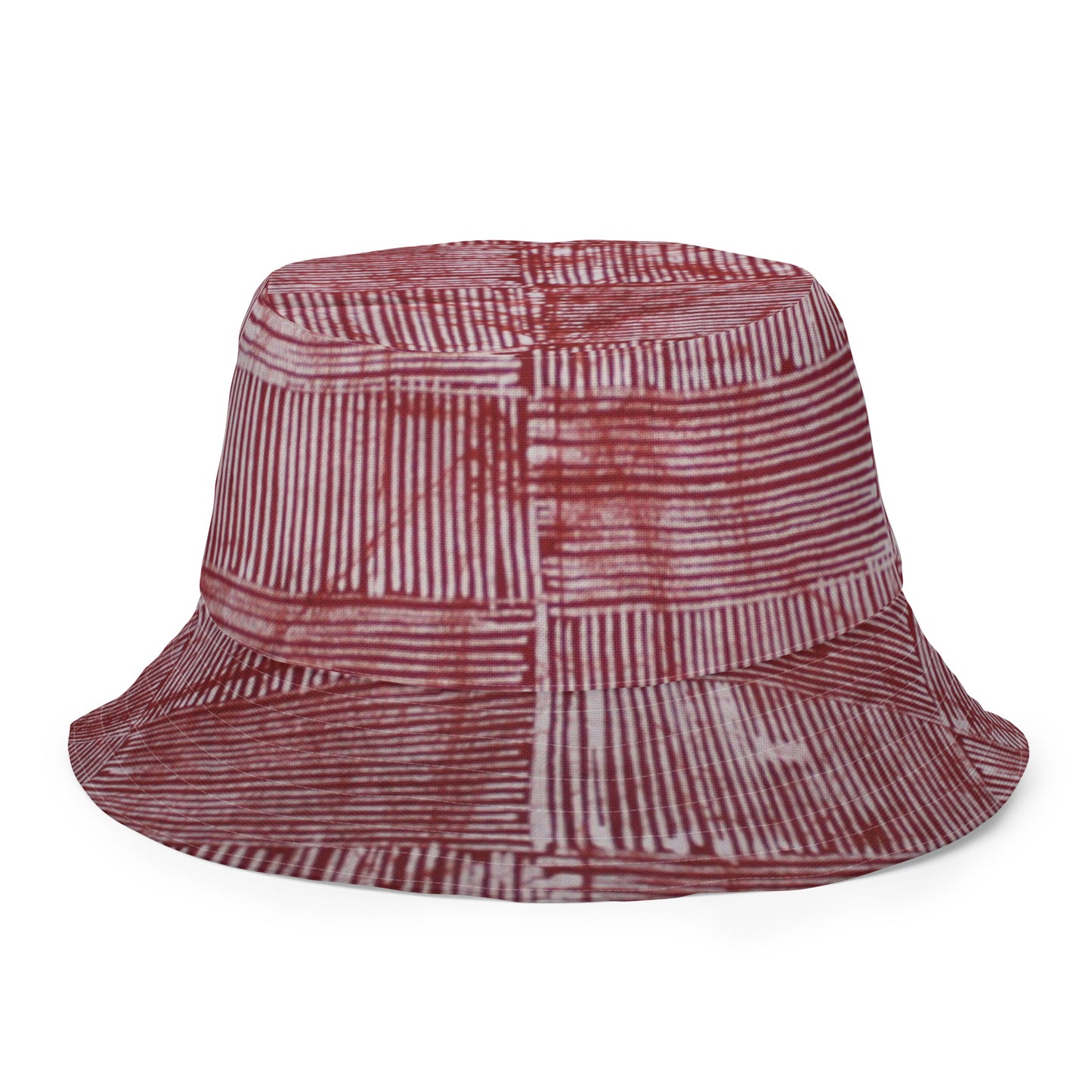 Red White Blue Stripe Adire Reversible Bucket Hat