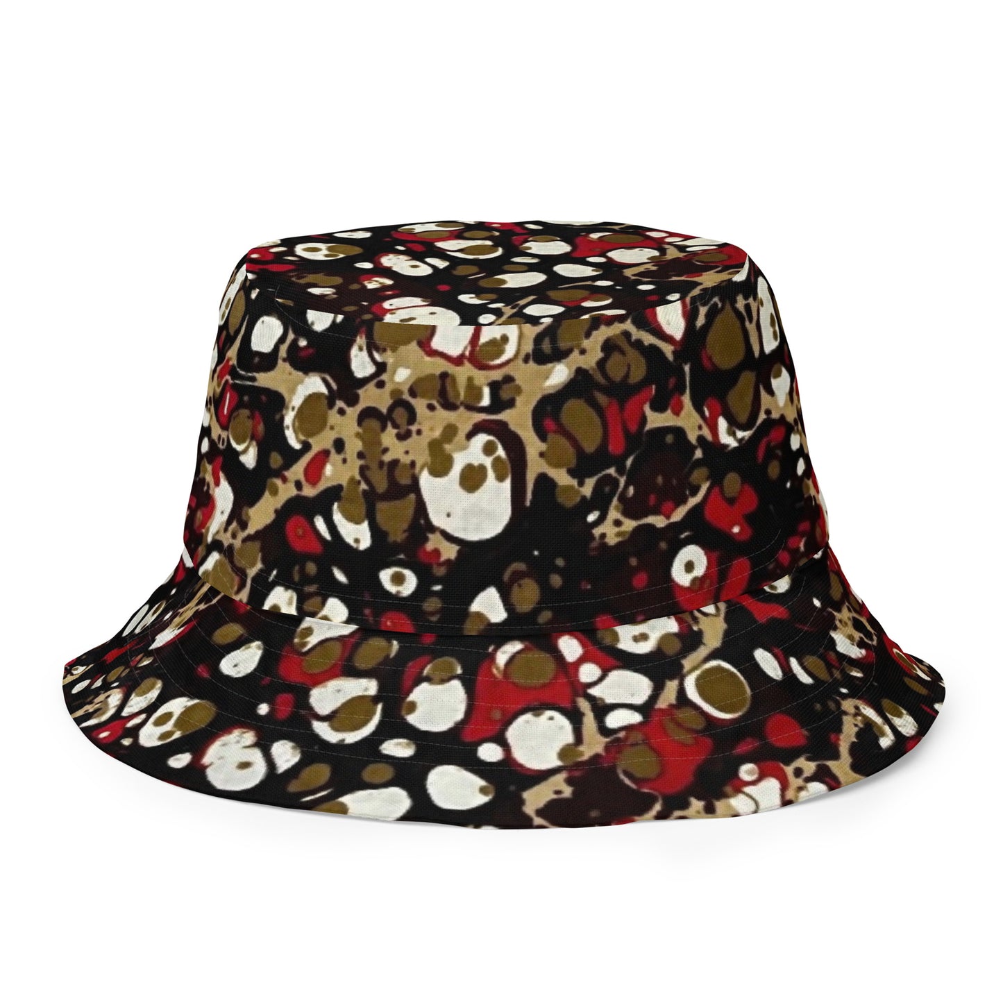 Red & Yellow Abstract Adire Bucket Hat