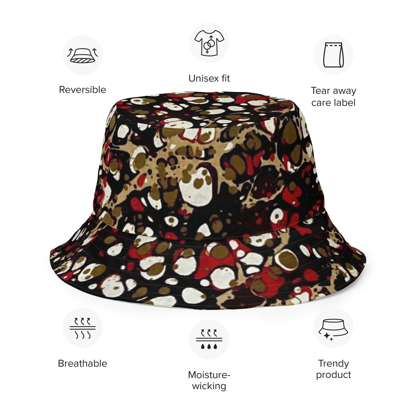 Red & Yellow Abstract Adire Bucket Hat