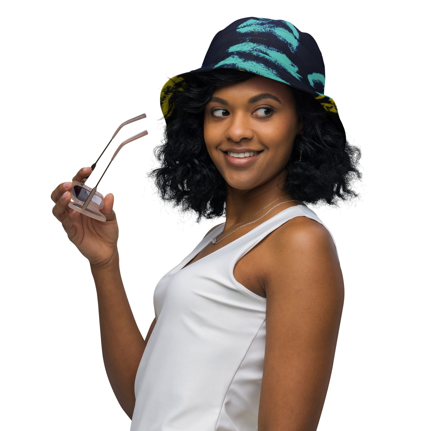 Yellow & Turquoise Tie-Dye Adire Bucket Hat