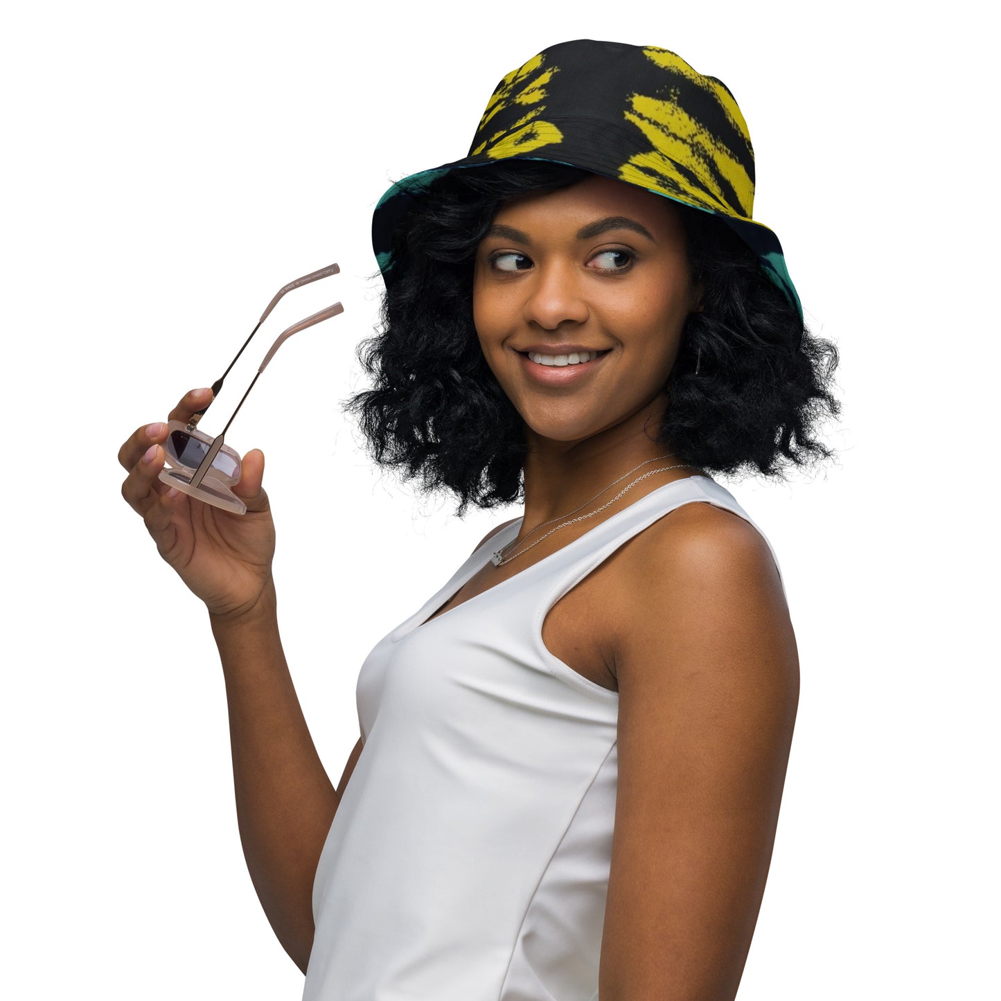 Yellow & Turquoise Tie-Dye Adire Bucket Hat