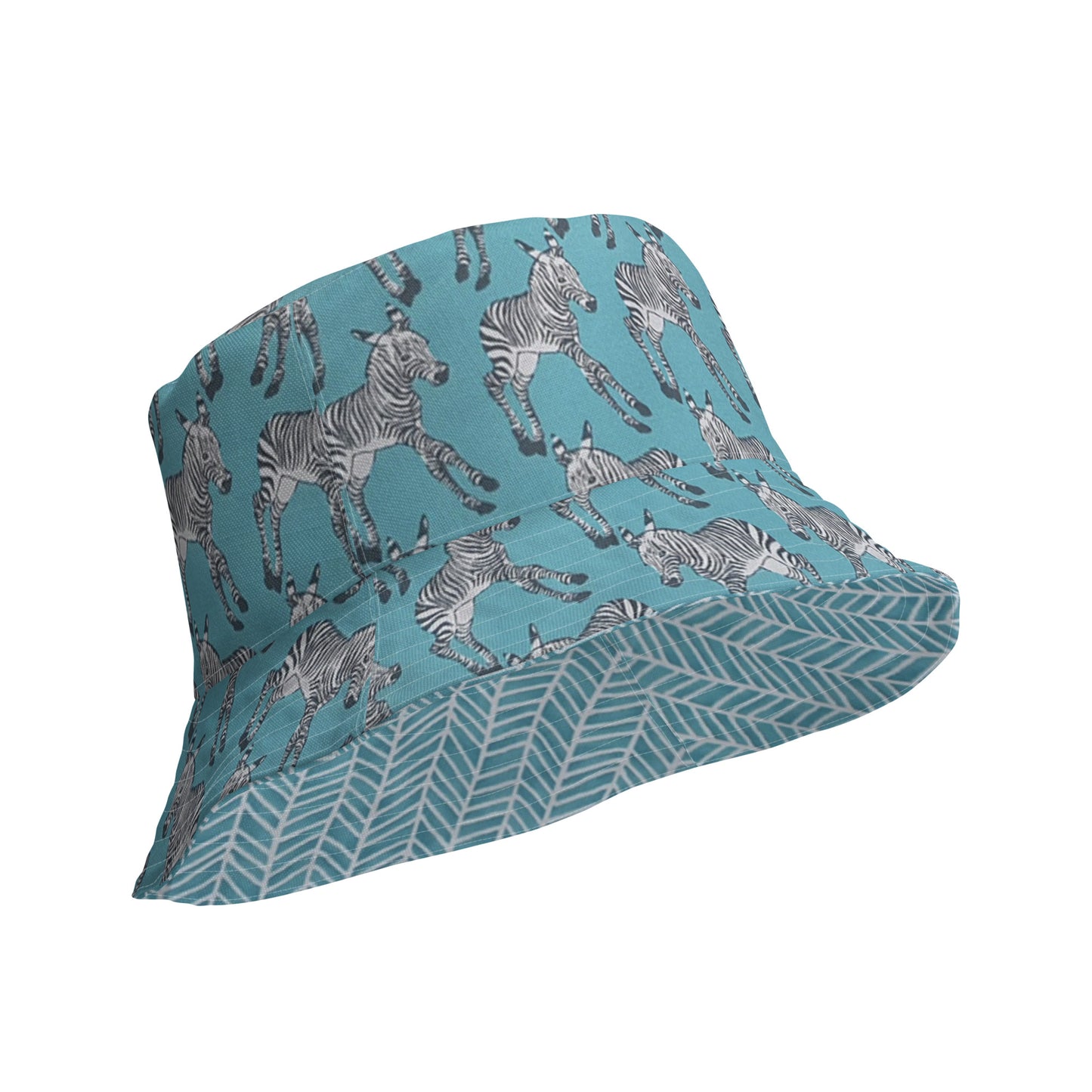 Zebra Aqua Chevron Reversible Bucket Hat