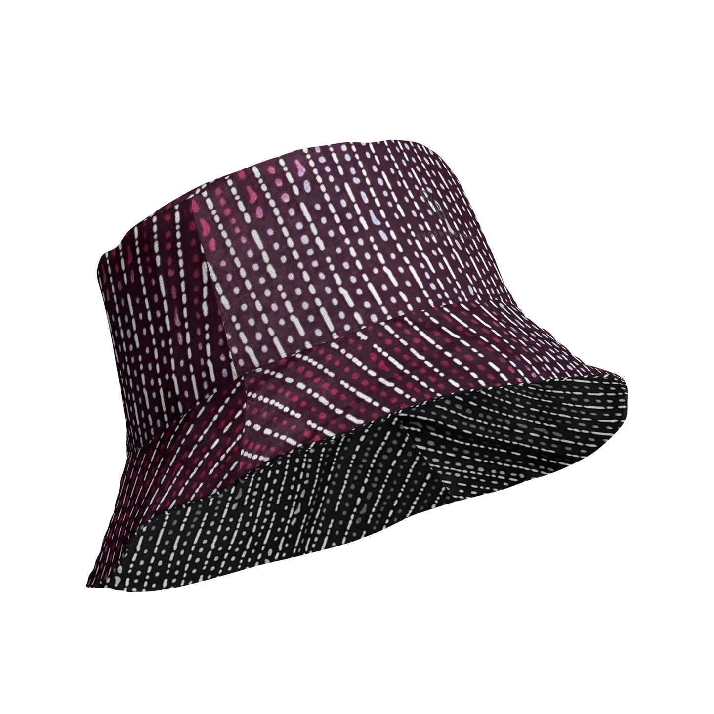 Grey & Burgundy Stripe Bucket Hat