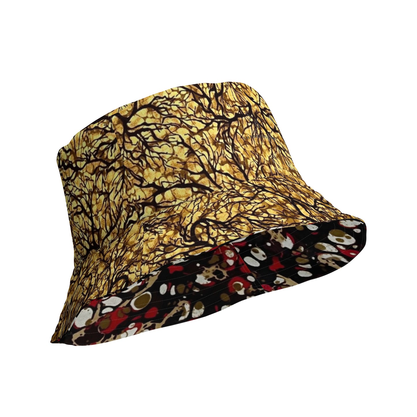 Red & Yellow Abstract Adire Bucket Hat