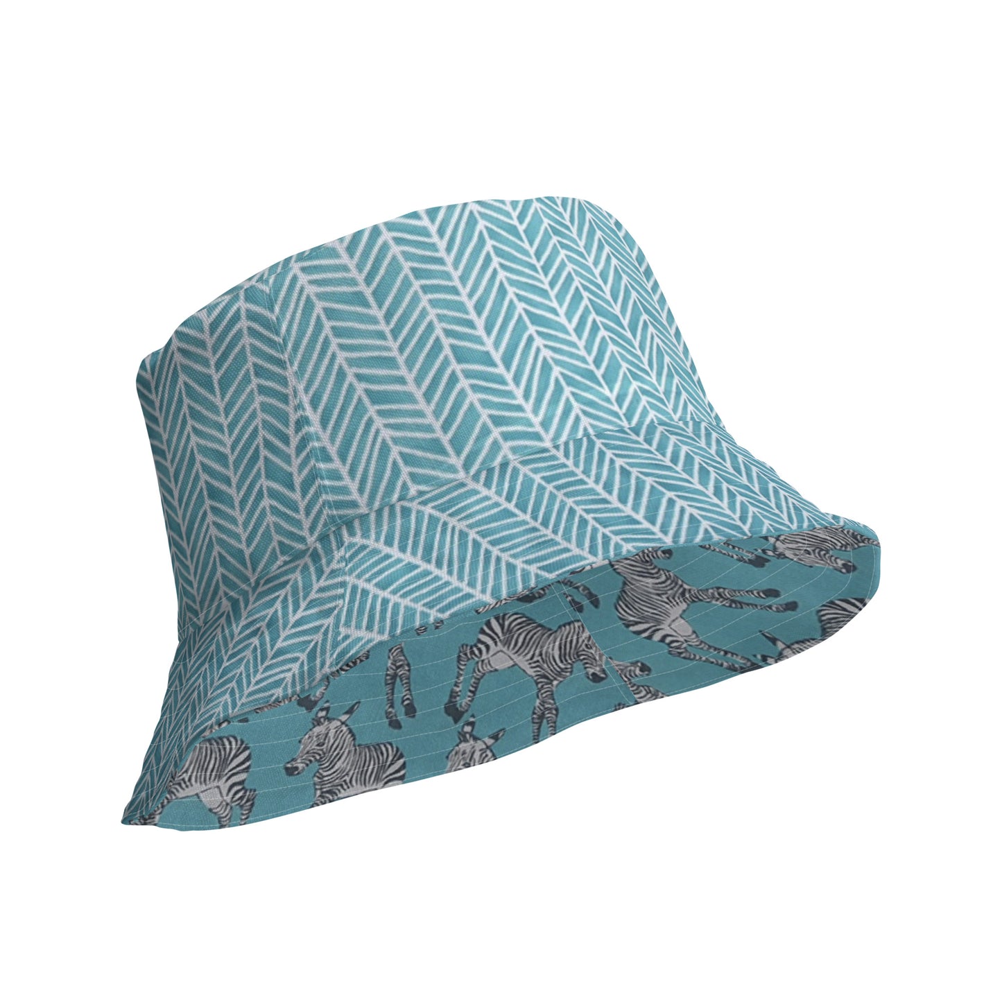 Zebra Aqua Chevron Reversible Bucket Hat