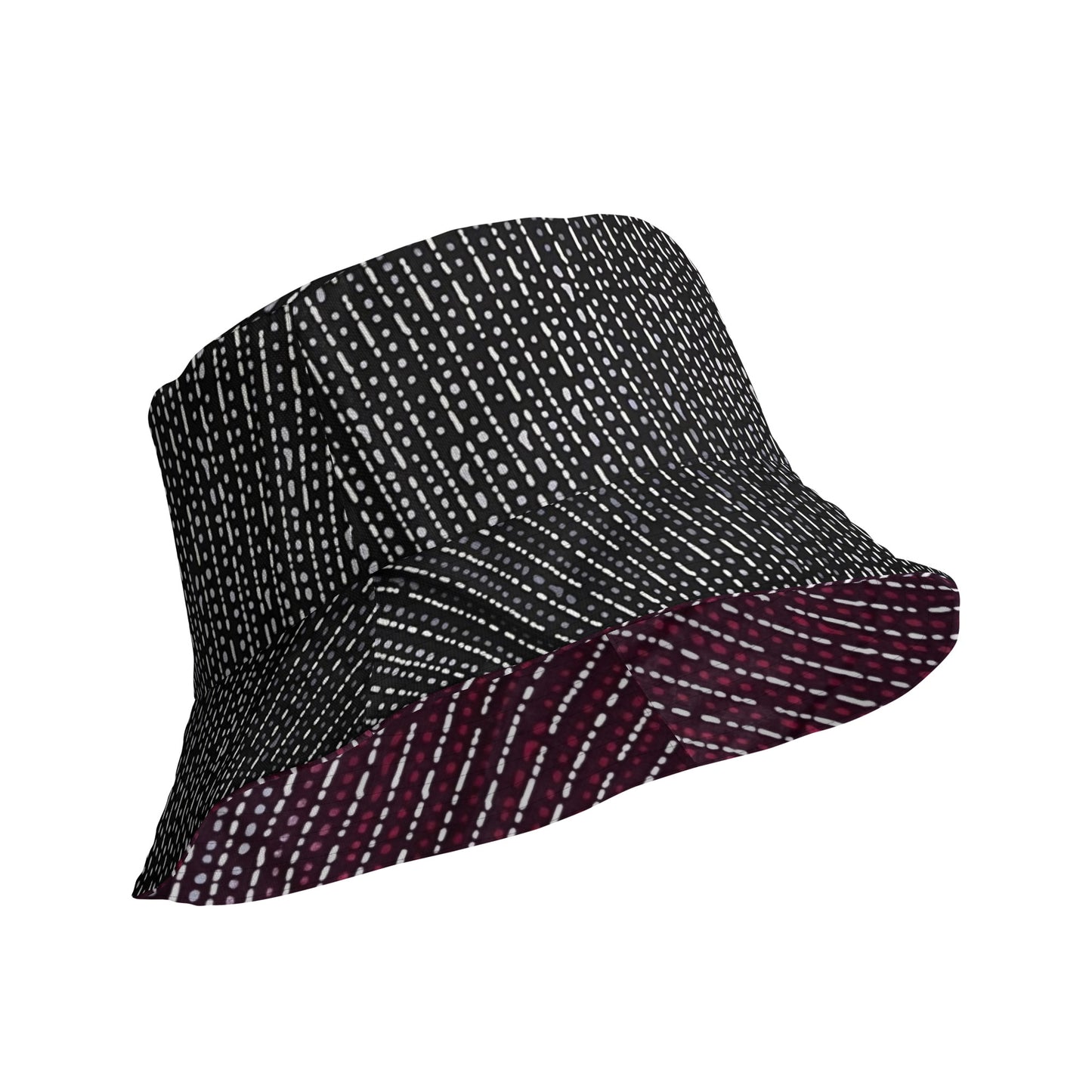 Grey & Burgundy Stripe Bucket Hat