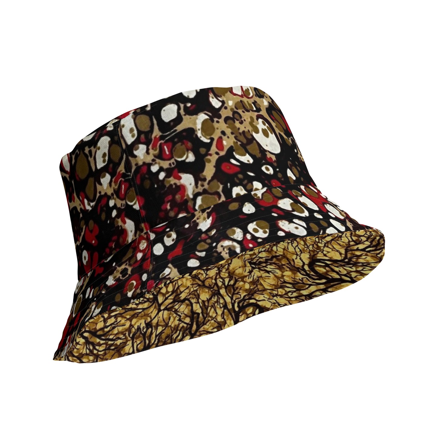 Red & Yellow Abstract Adire Bucket Hat