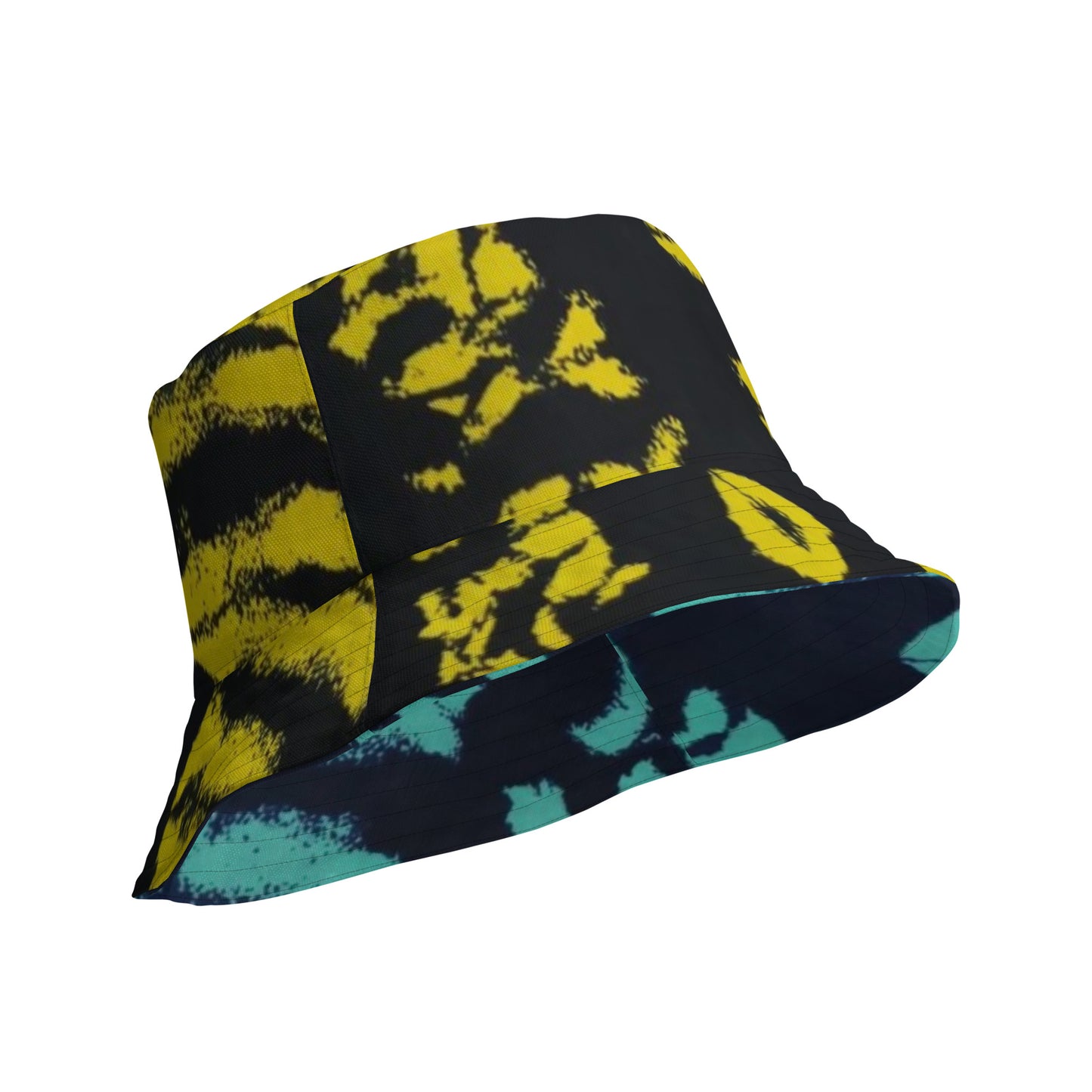 Yellow & Turquoise Tie-Dye Adire Bucket Hat