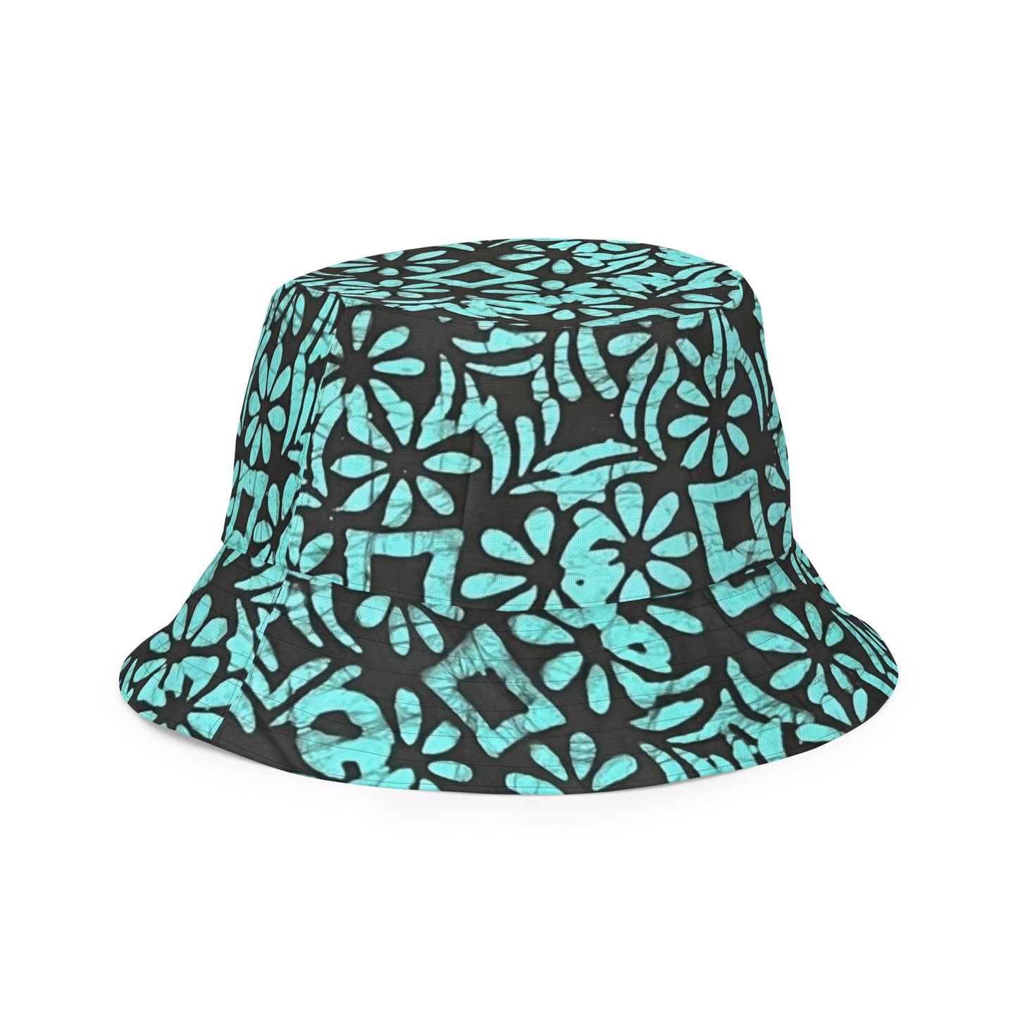 Red Green Abstract Adire Reversible Bucket Hat