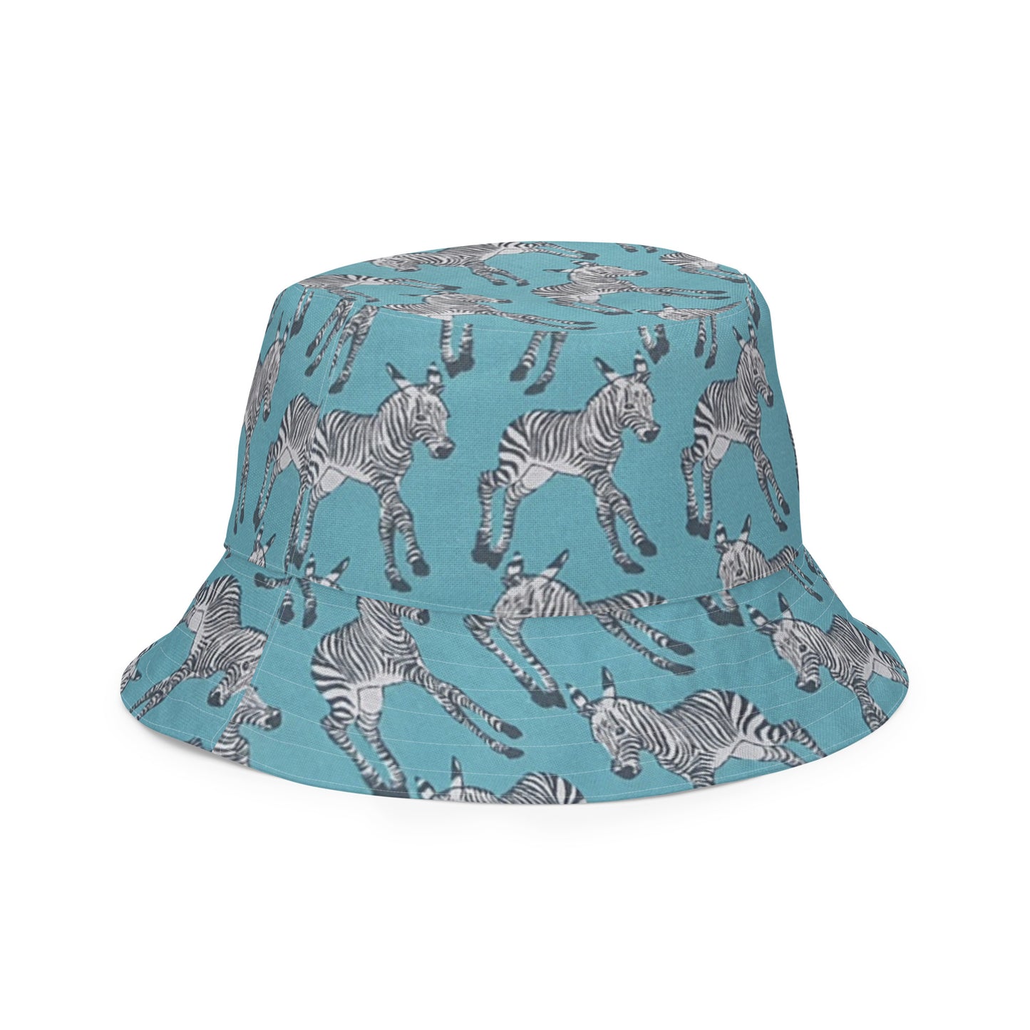 Zebra Aqua Chevron Reversible Bucket Hat