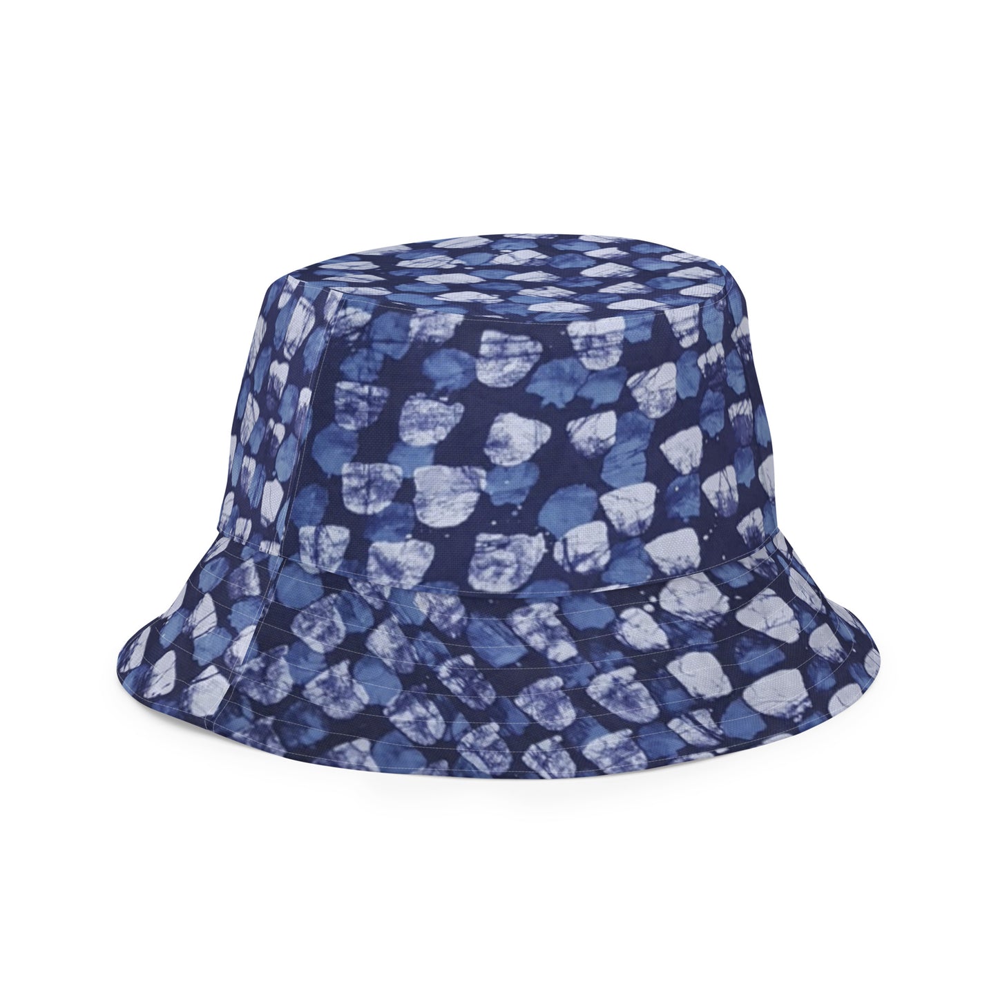 Blue Marble Dotted Adire Reversible Bucket Hat