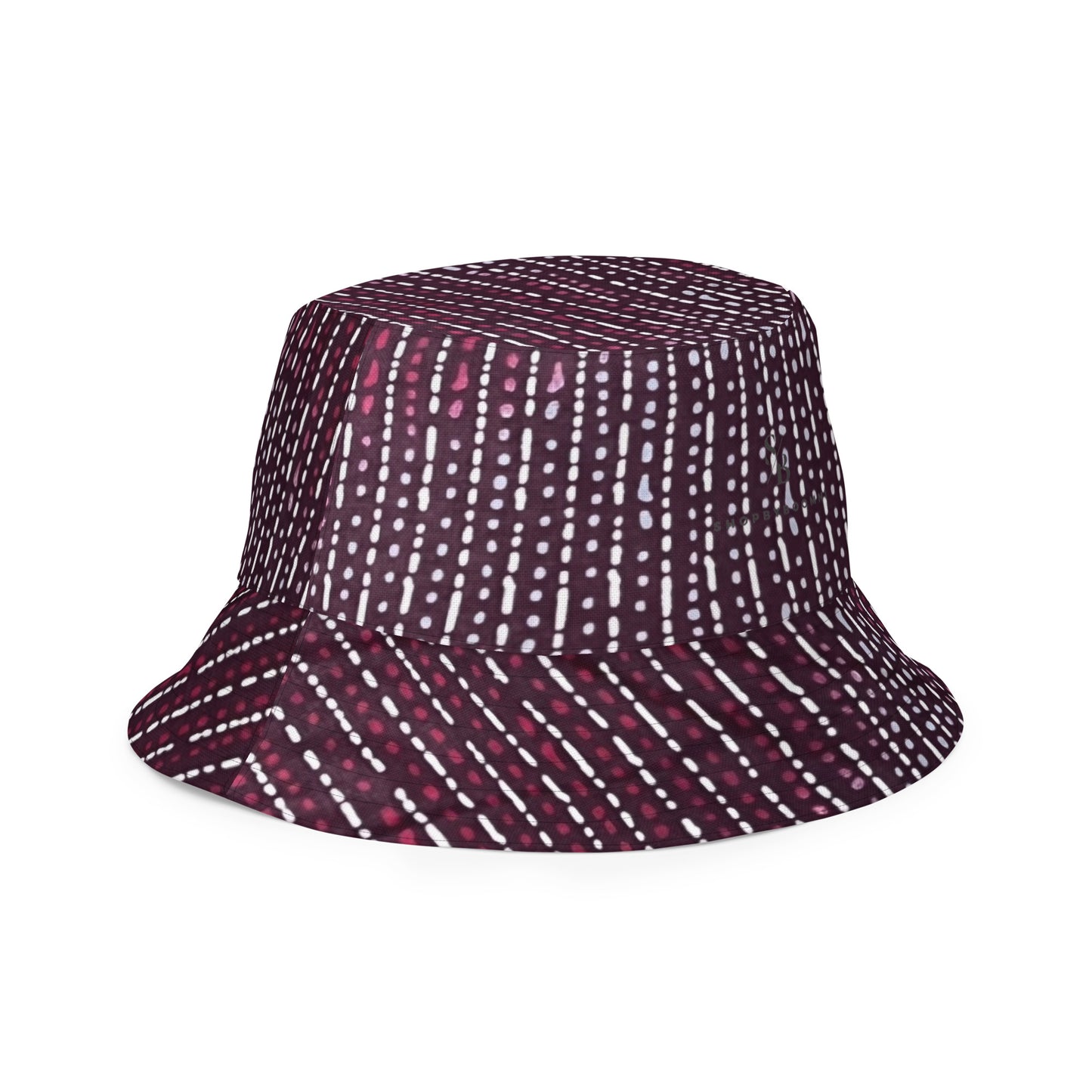 Grey & Burgundy Stripe Bucket Hat